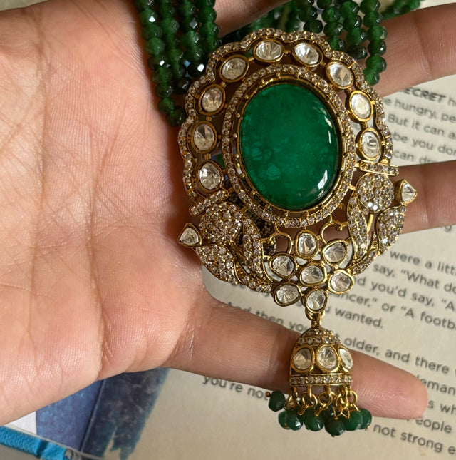 Emerald doublet  Victorian pendant set