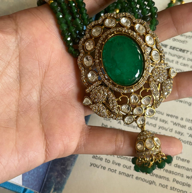 Emerald doublet  Victorian pendant set