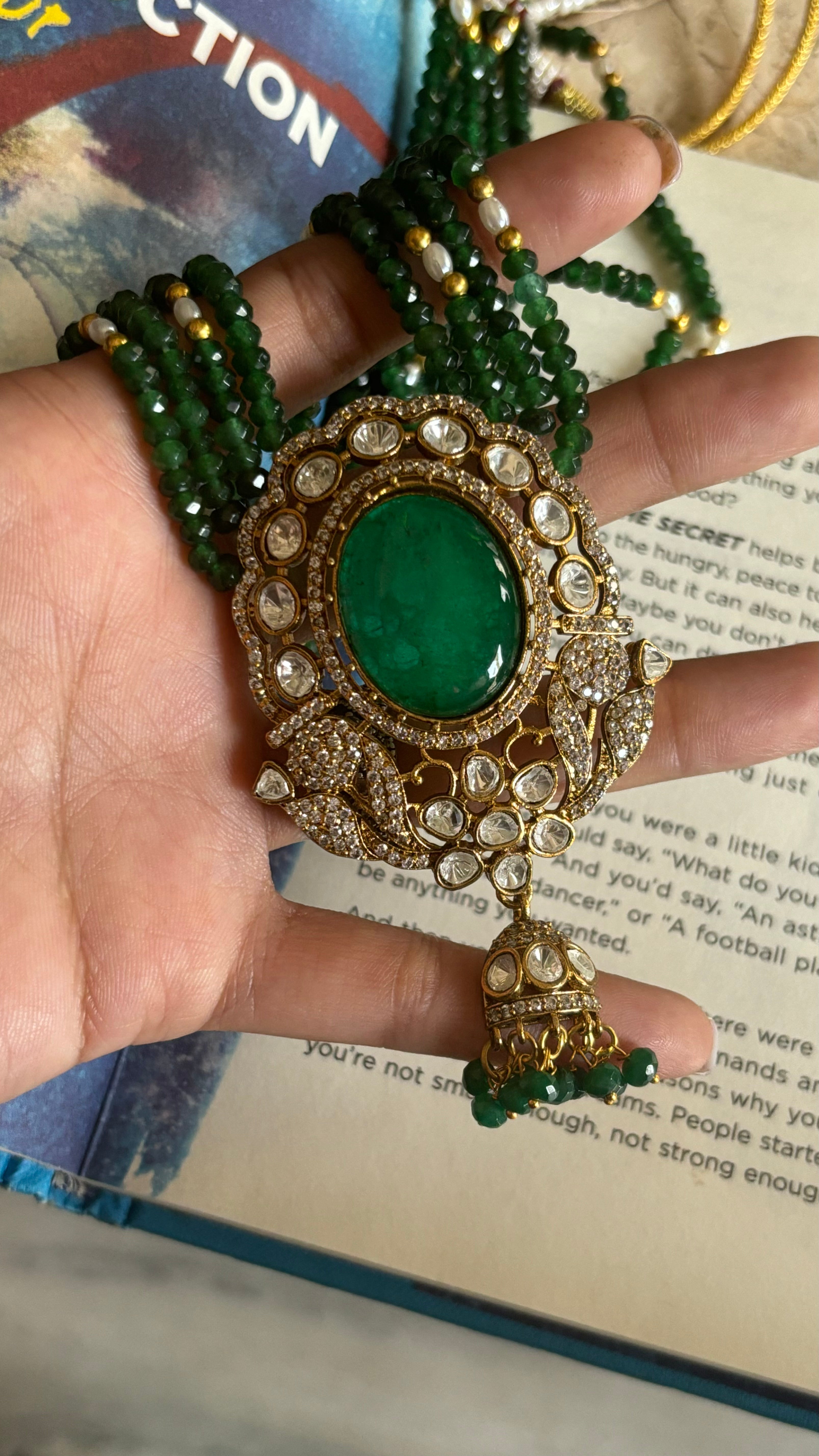 Emerald doublet  Victorian pendant set