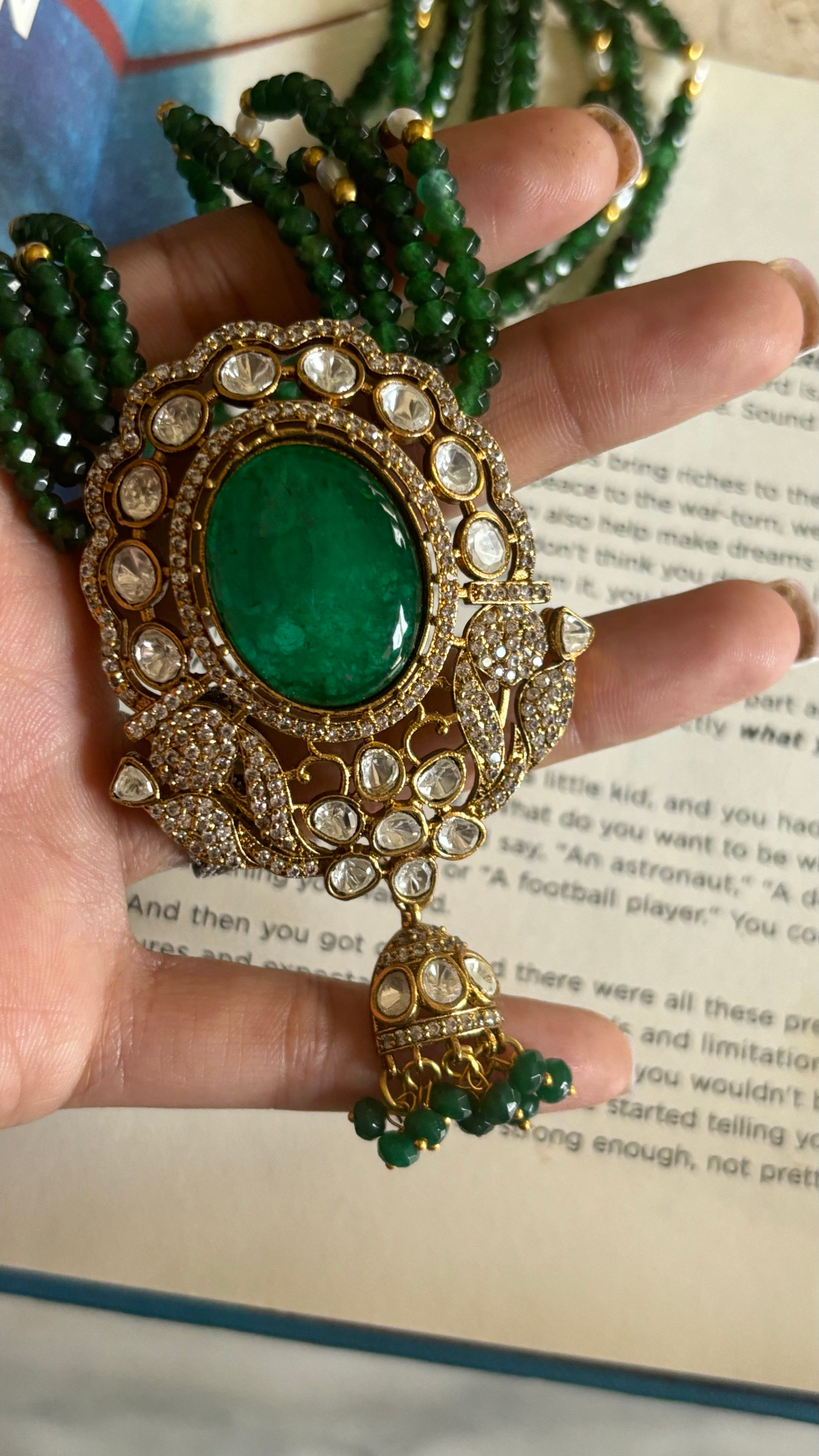 Emerald doublet  Victorian pendant set