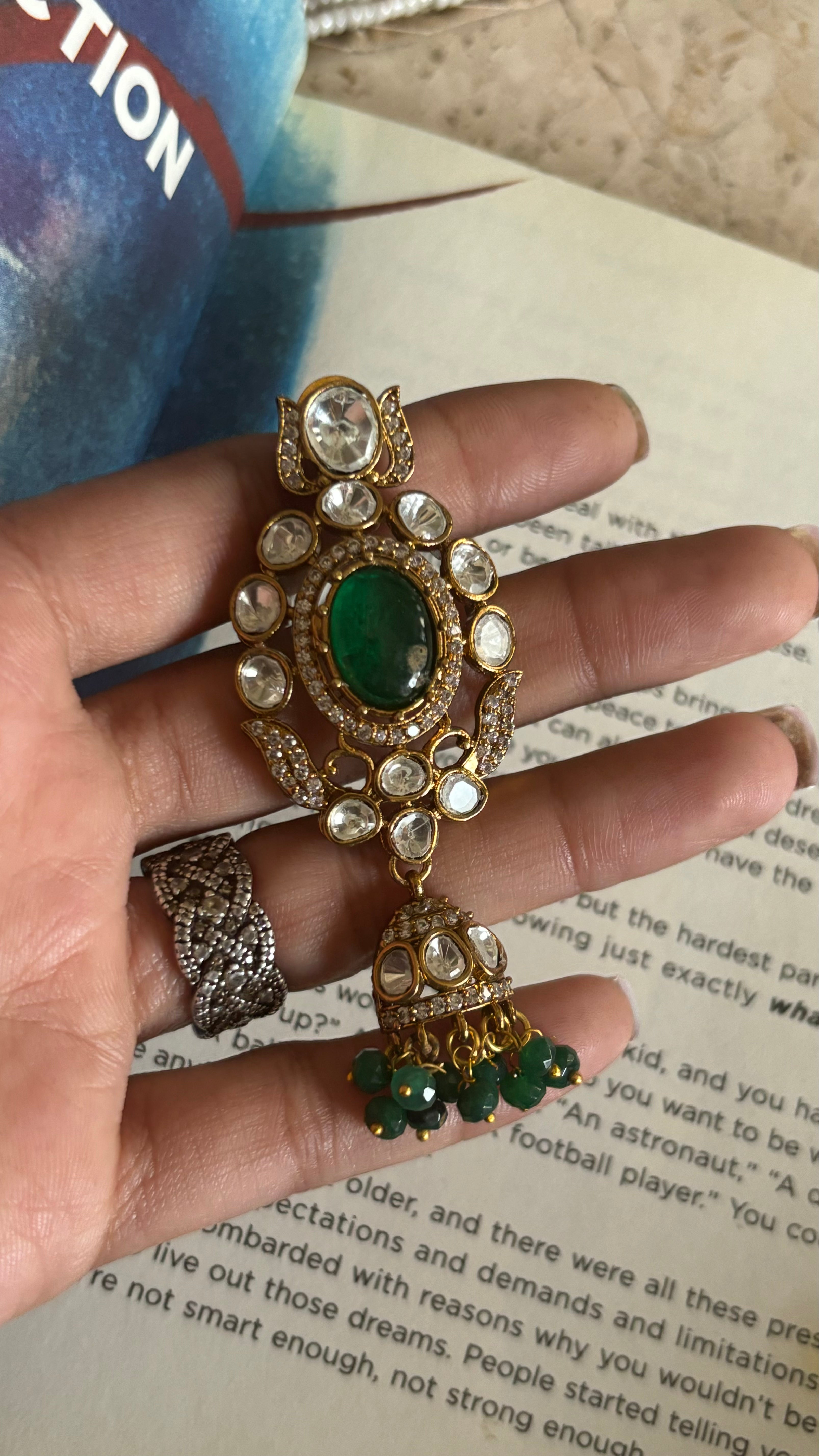 Emerald doublet  Victorian pendant set