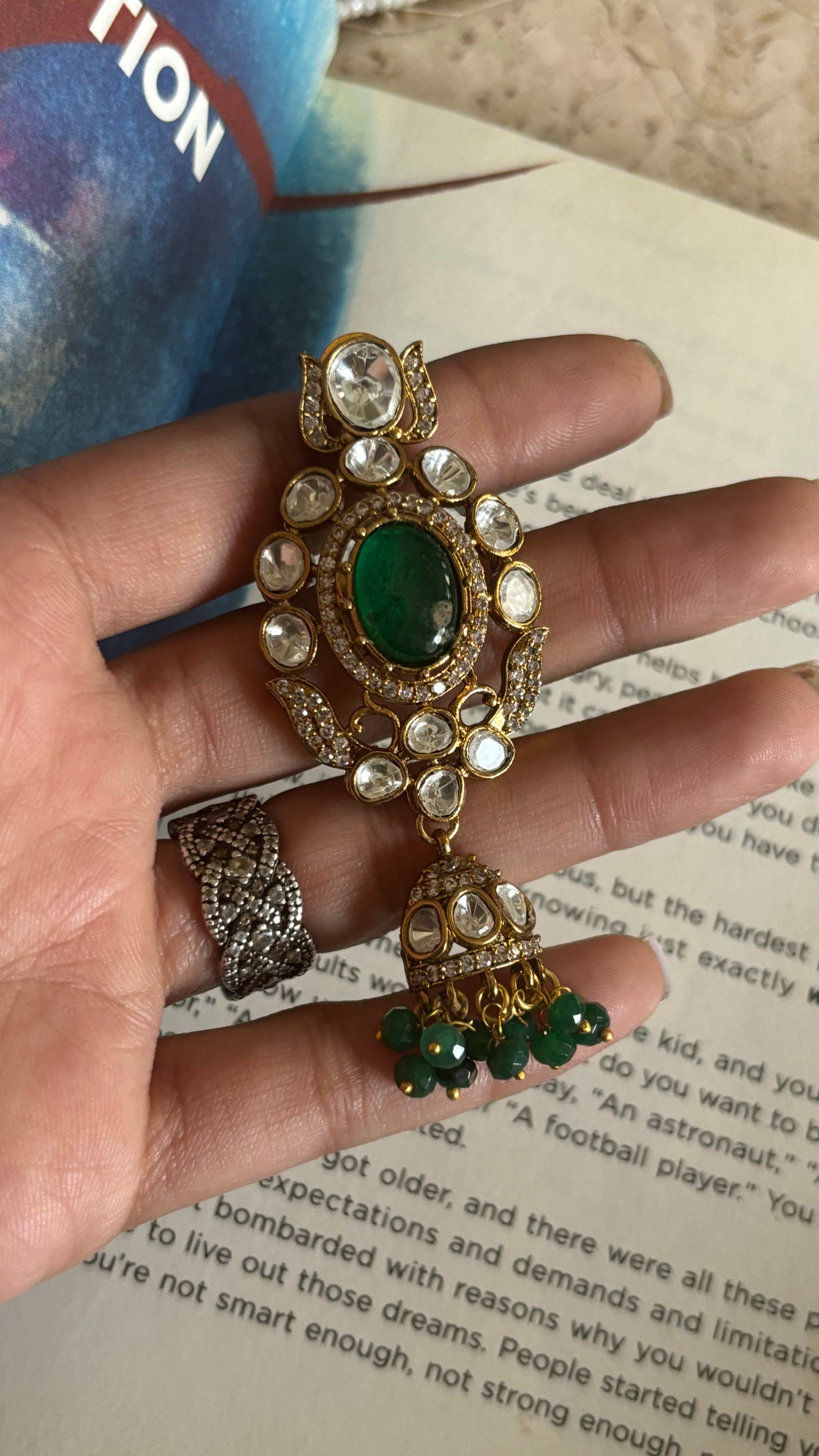 Emerald doublet  Victorian pendant set