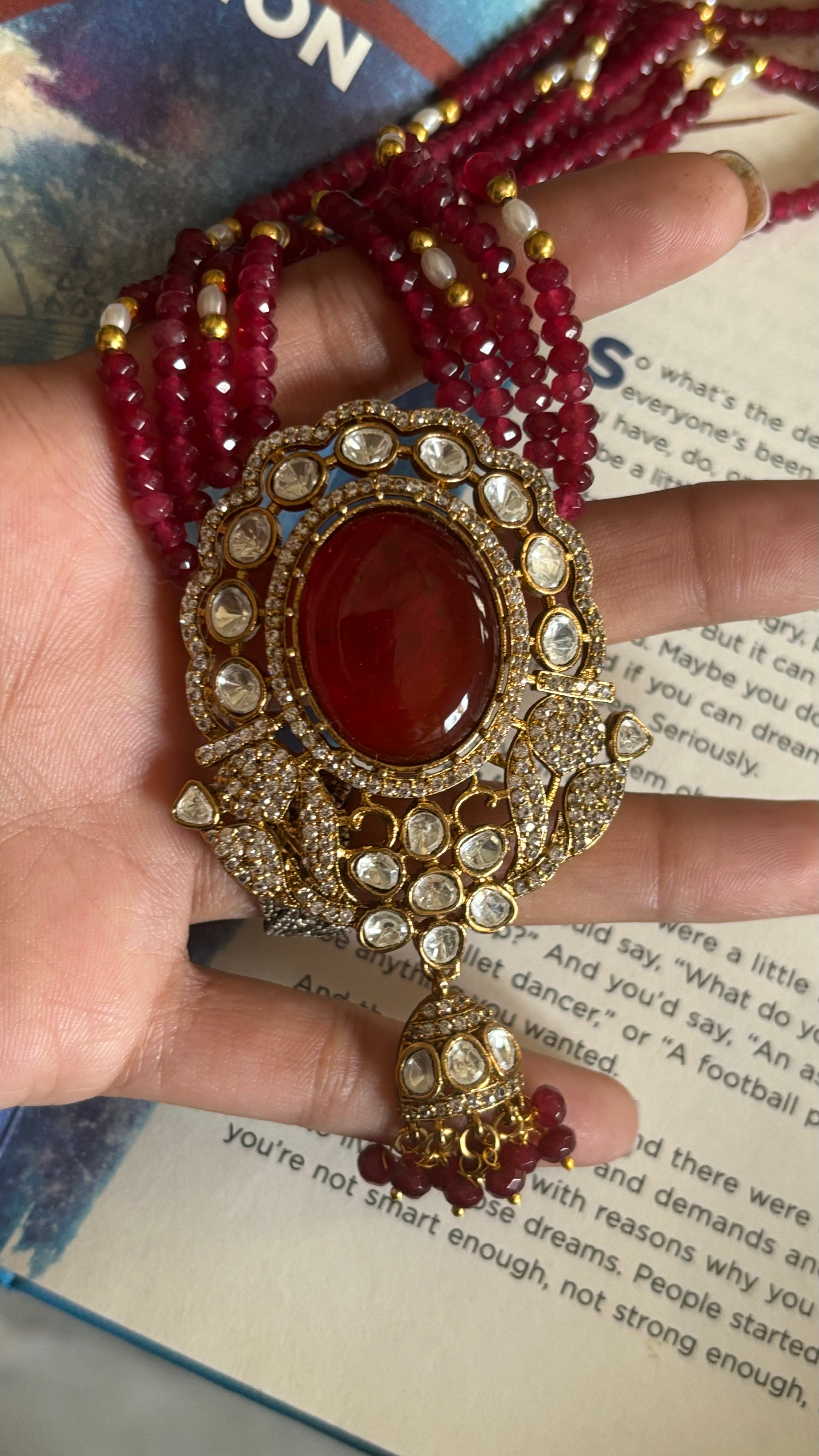 Ruby doublet, Victorian necklace