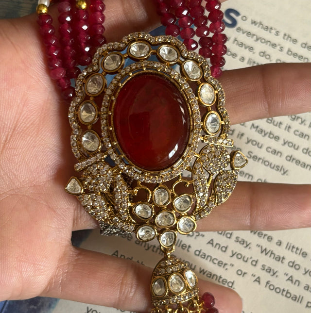 Ruby doublet, Victorian necklace