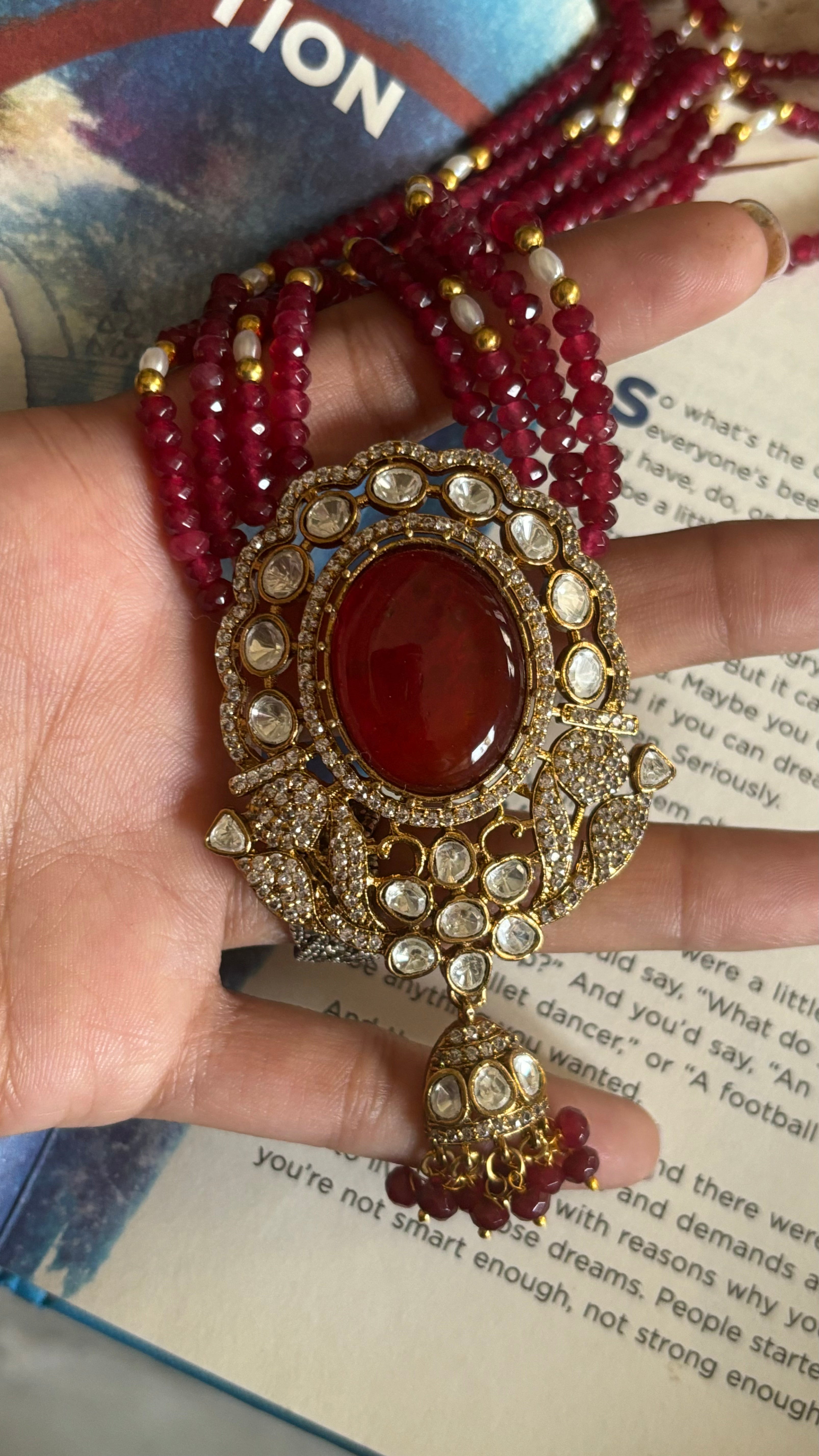 Ruby doublet, Victorian necklace