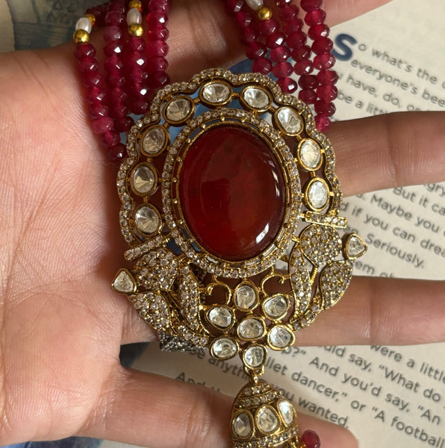 Ruby doublet, Victorian necklace