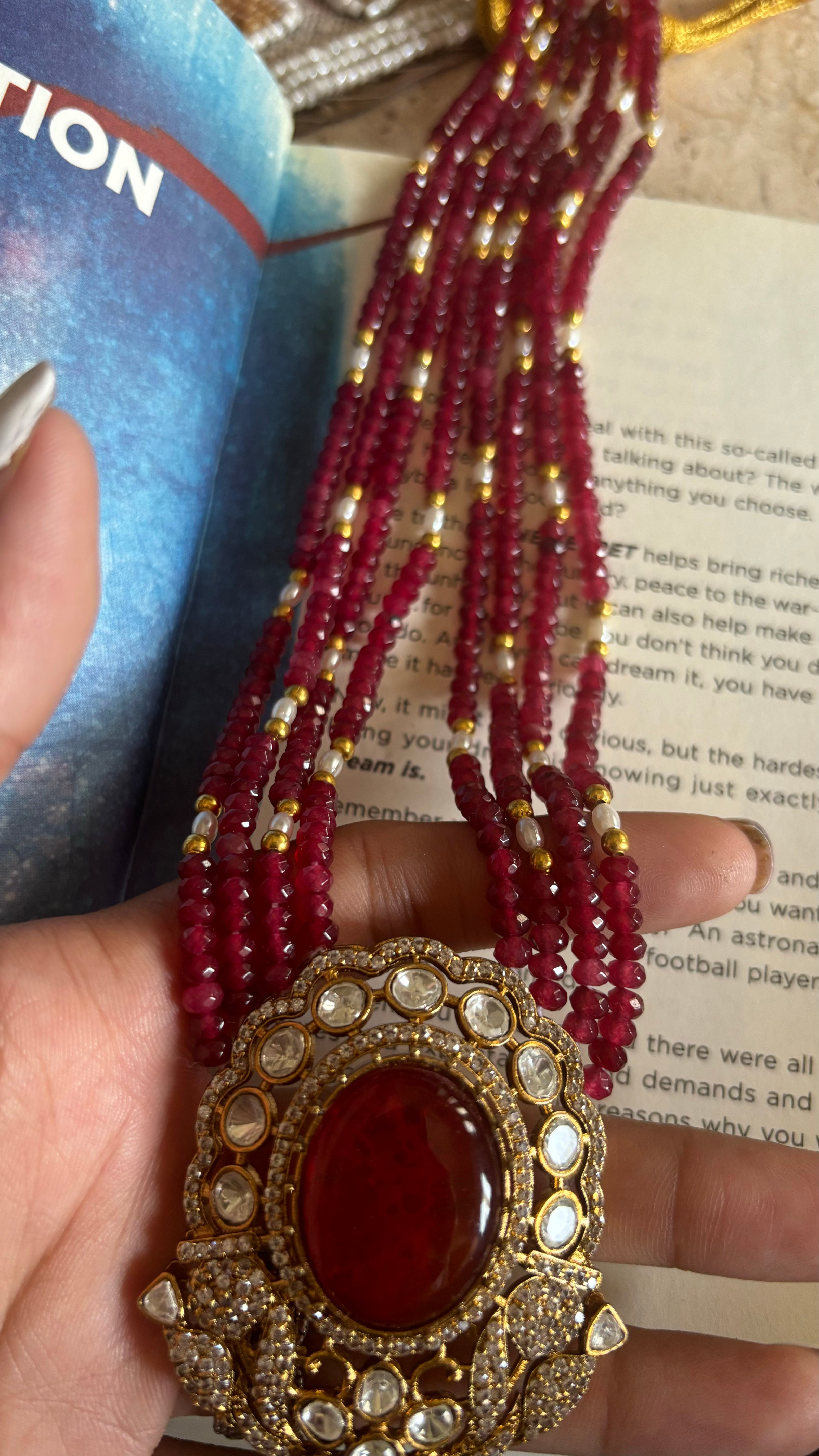 Ruby doublet, Victorian necklace