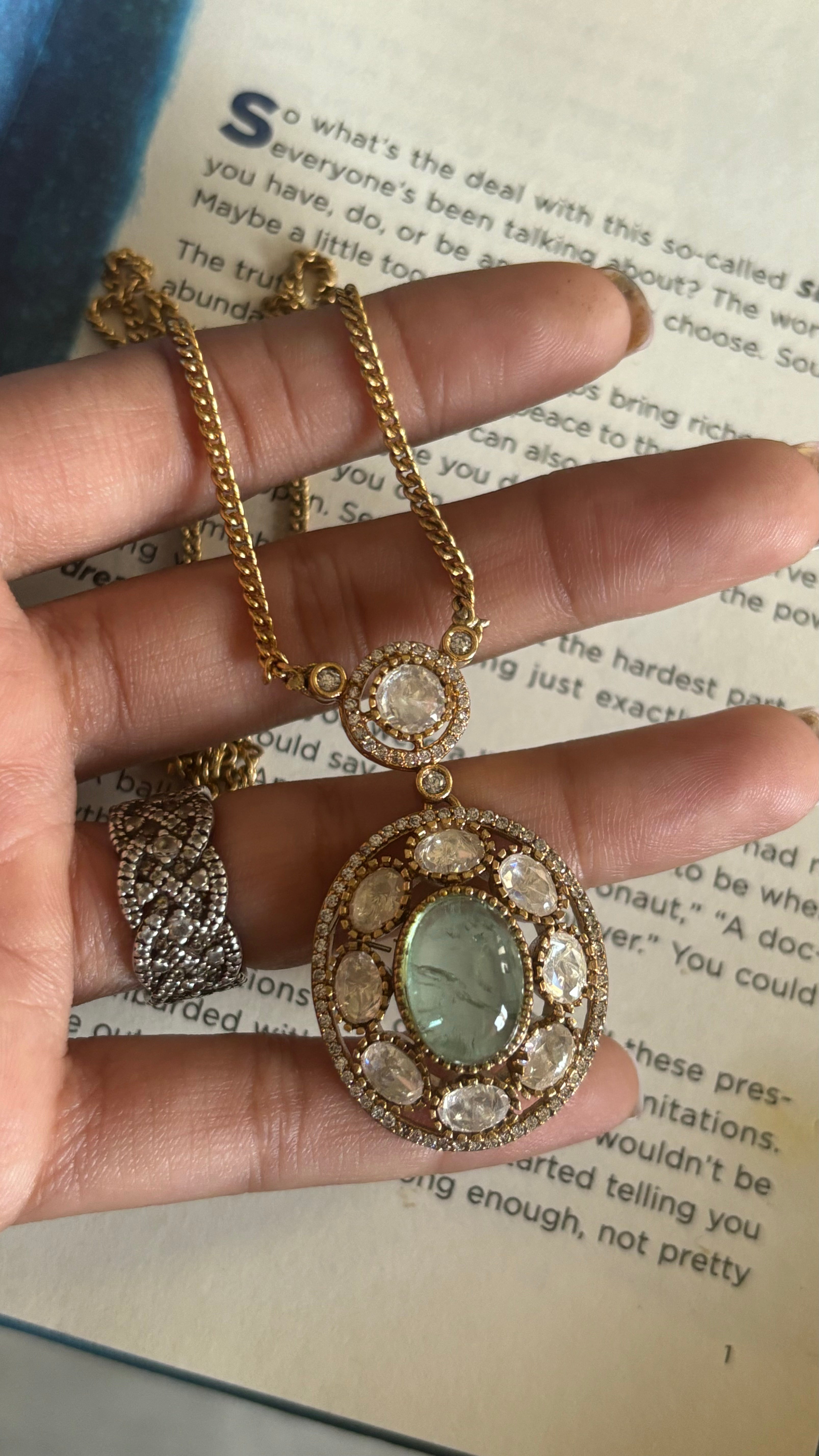 Mint moissanite pendant set