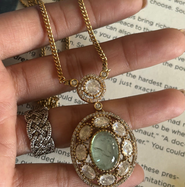 Mint moissanite pendant set