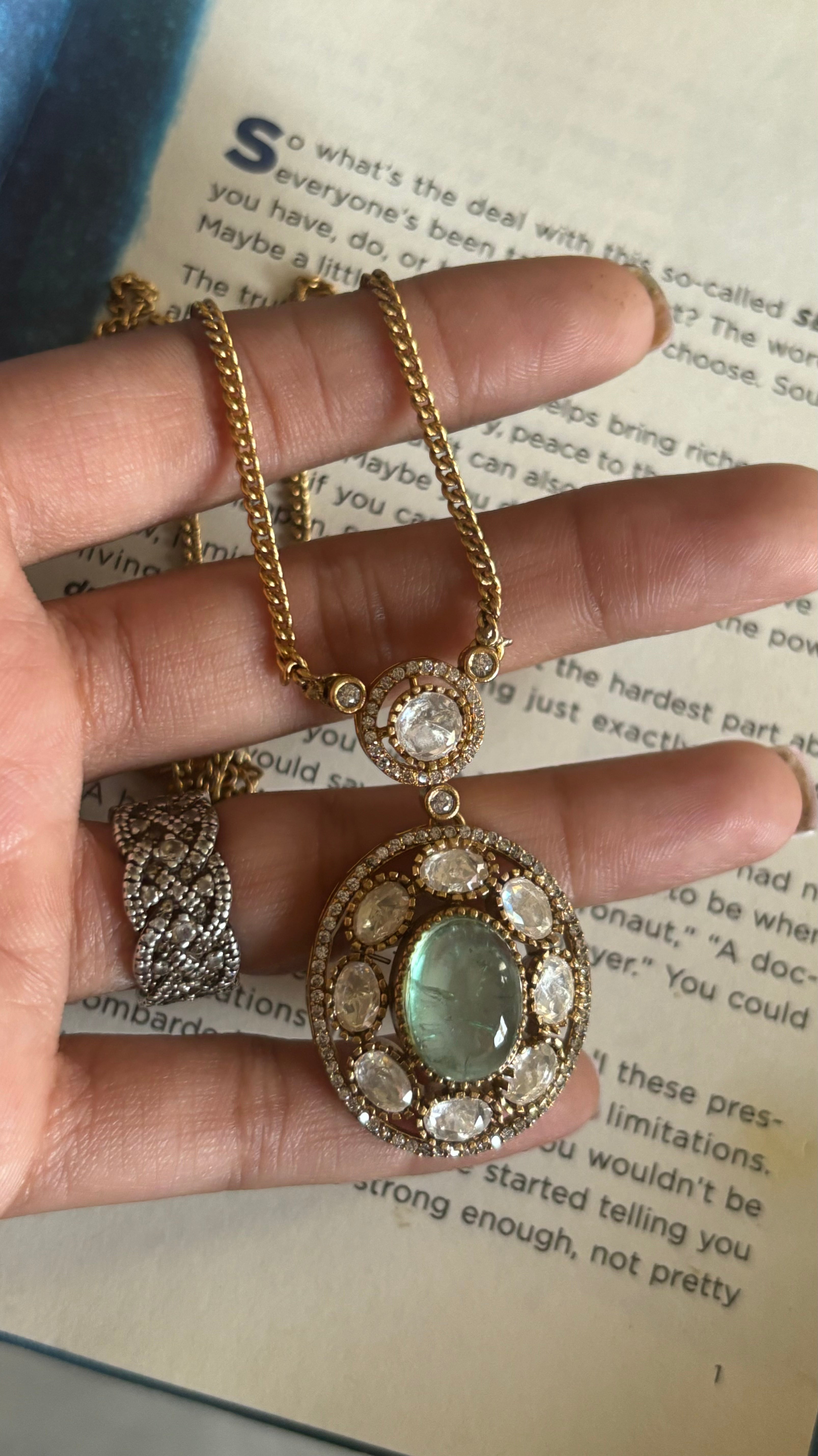 Mint moissanite pendant set