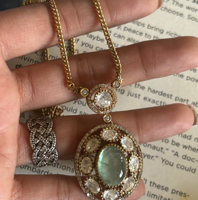 Mint moissanite pendant set