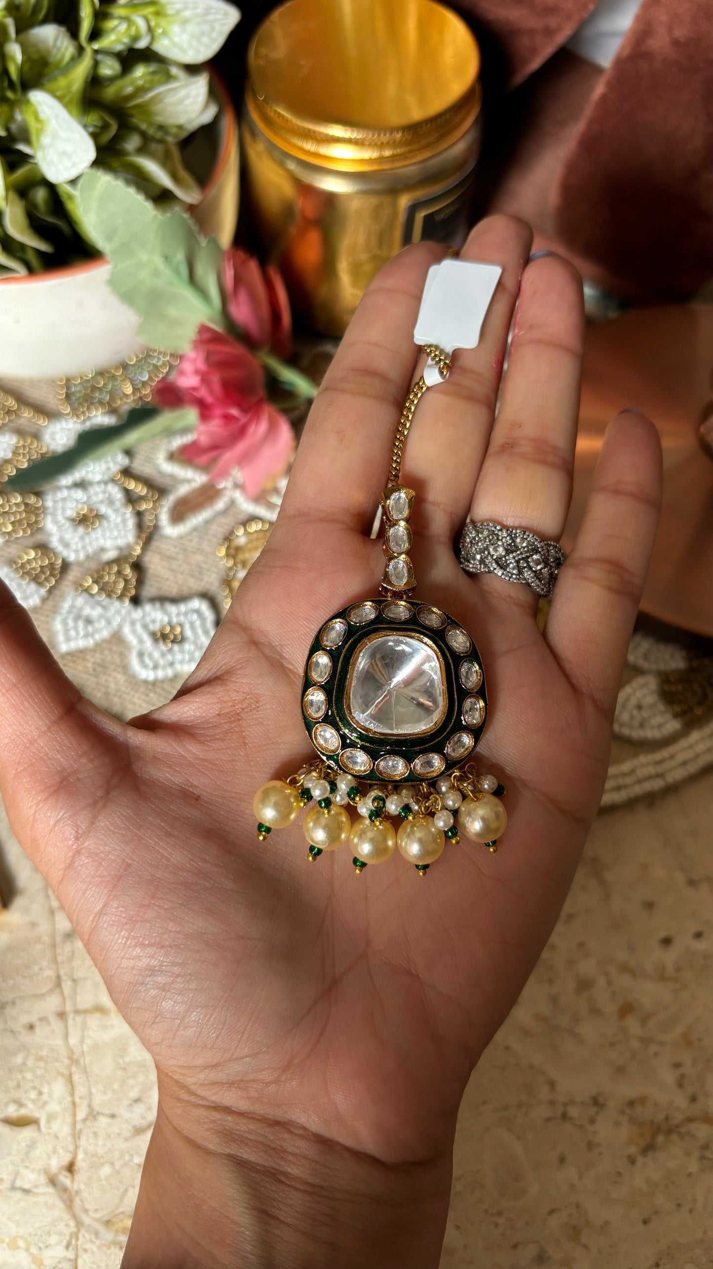 Emerald meenakari chorus maangtika