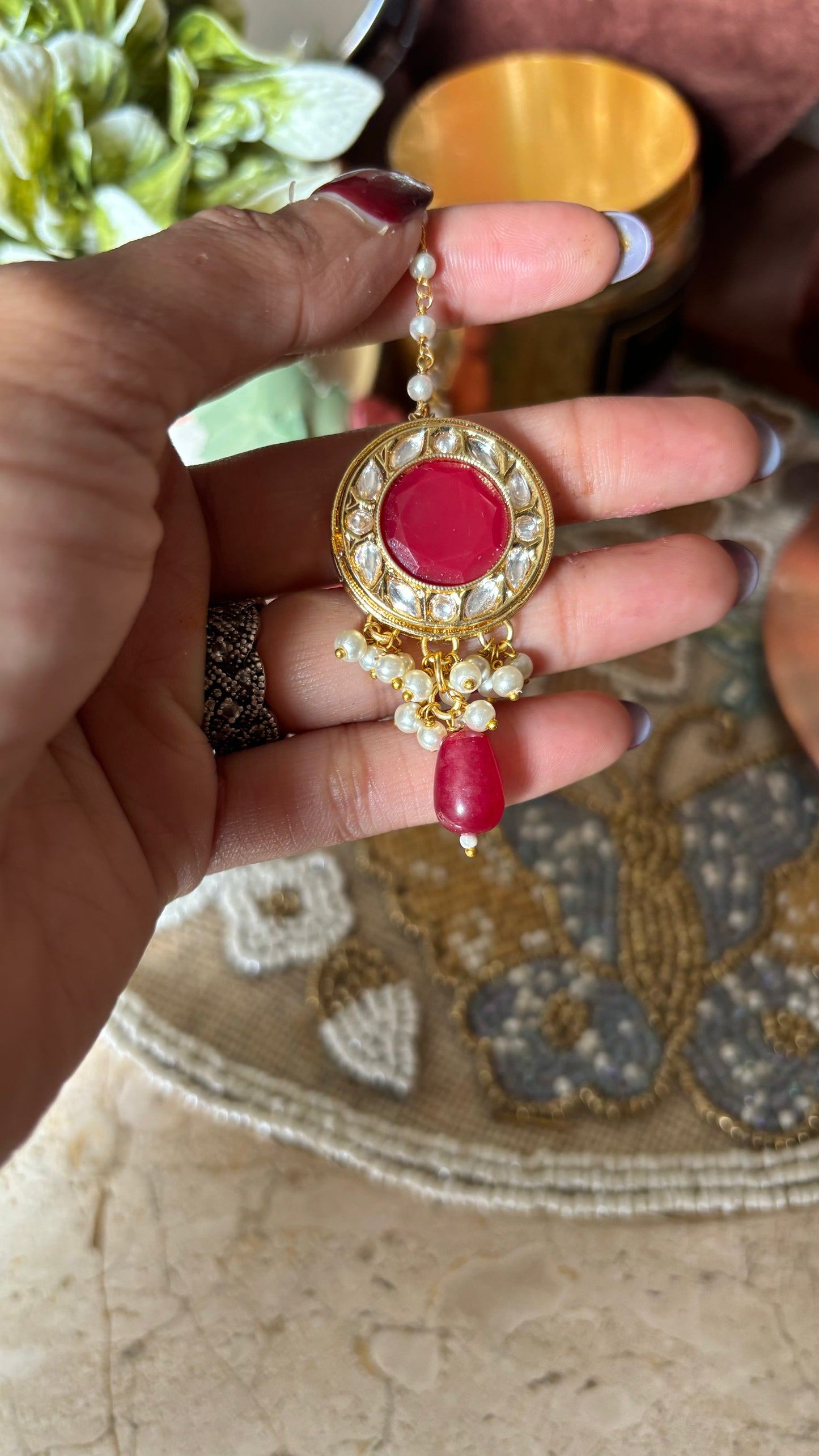 Ruby maangtika