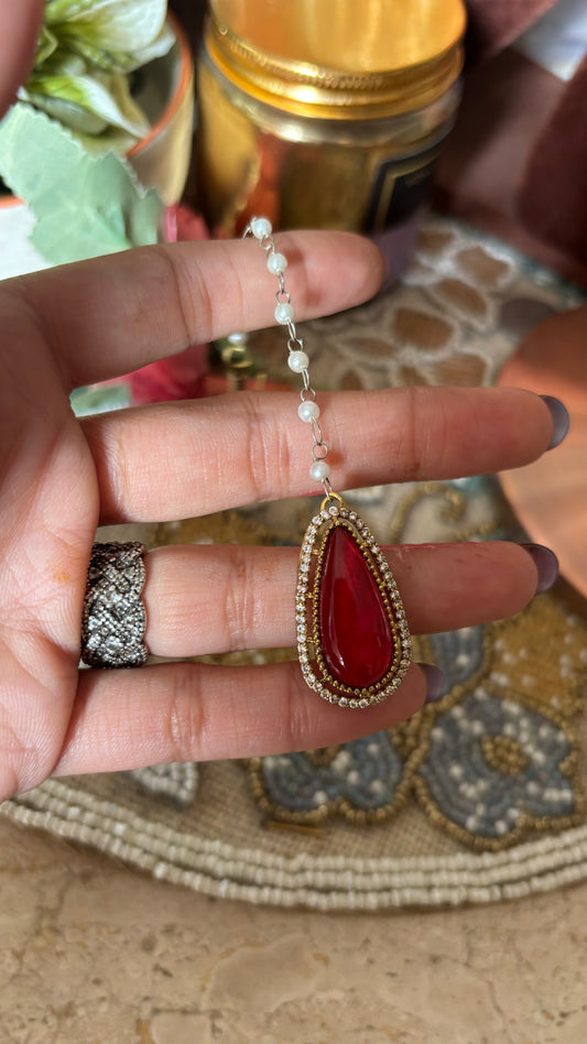 Ruby doublet maangtika