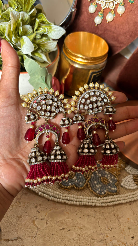 Ruby moissanite designer danglers