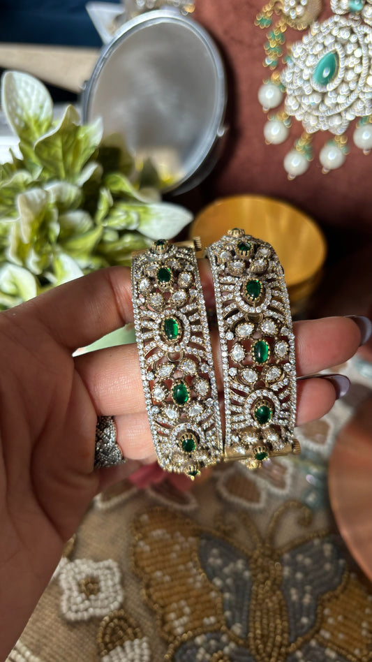 Emerald moissanite victorian bangles