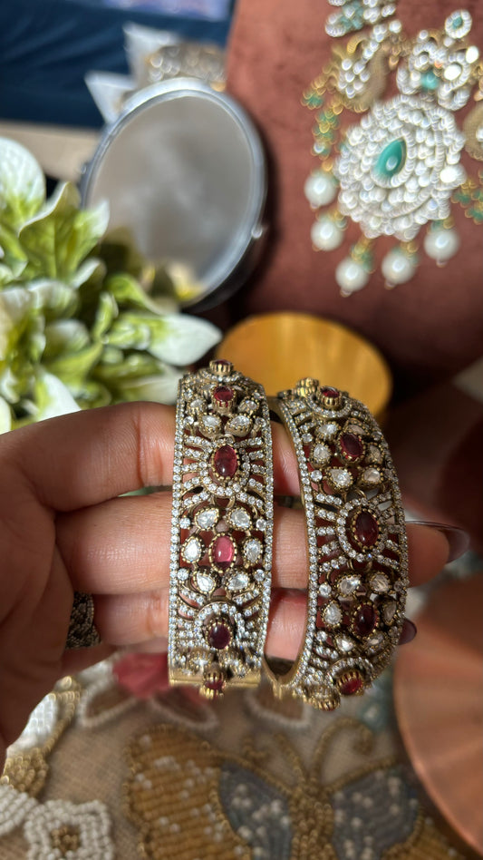 Ruby moissanite victorian bangles