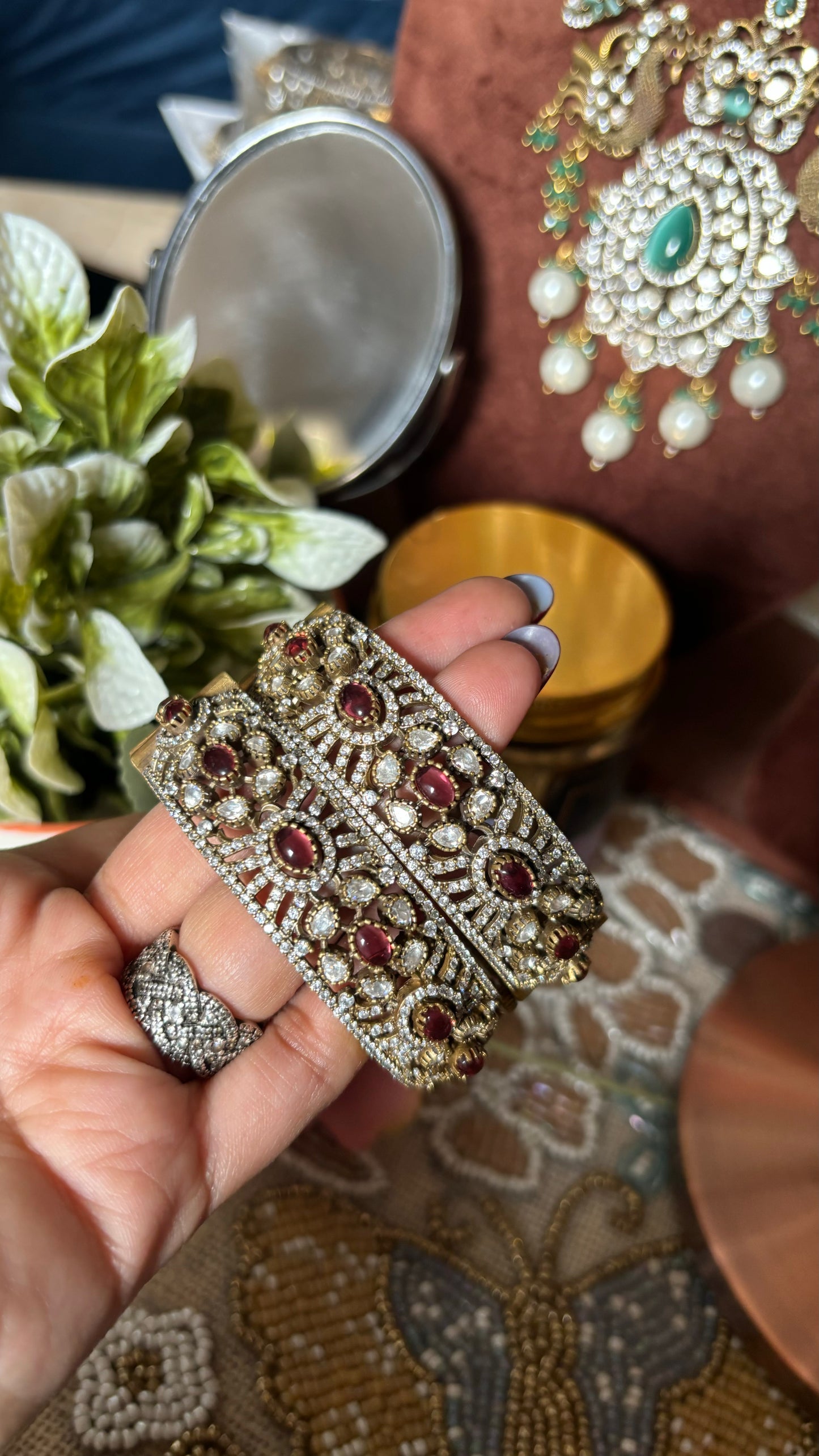 Ruby moissanite victorian bangles
