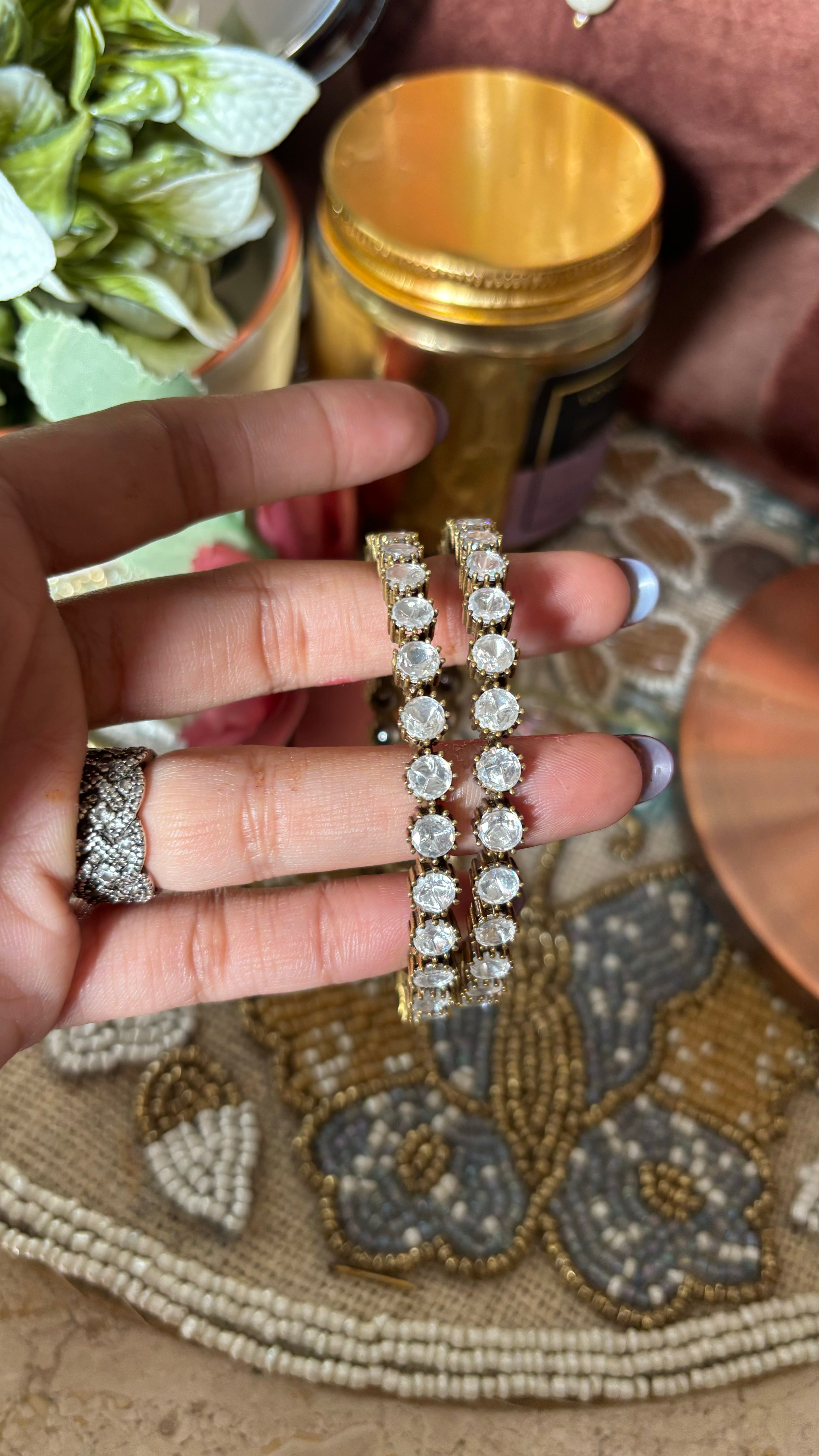 Round moissanite polki bangles (Not openable-2.8)