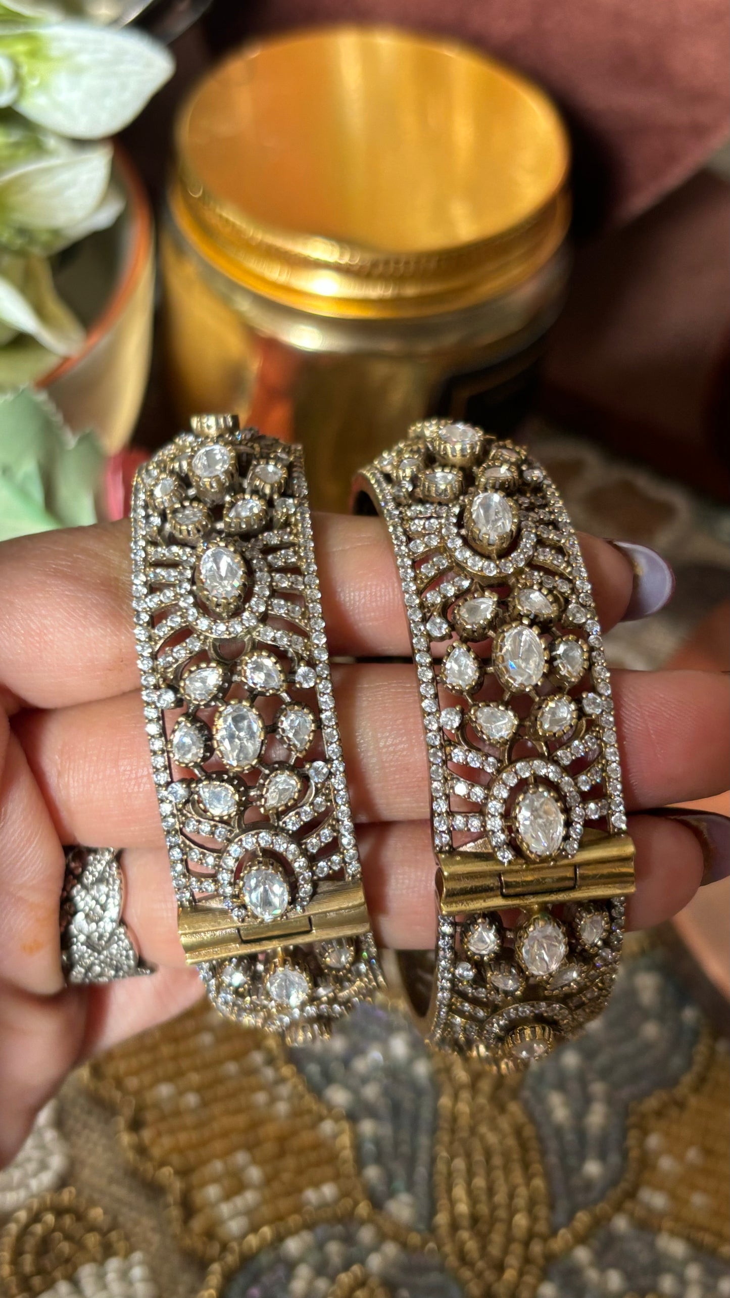 Moissanite polki victorian bangles