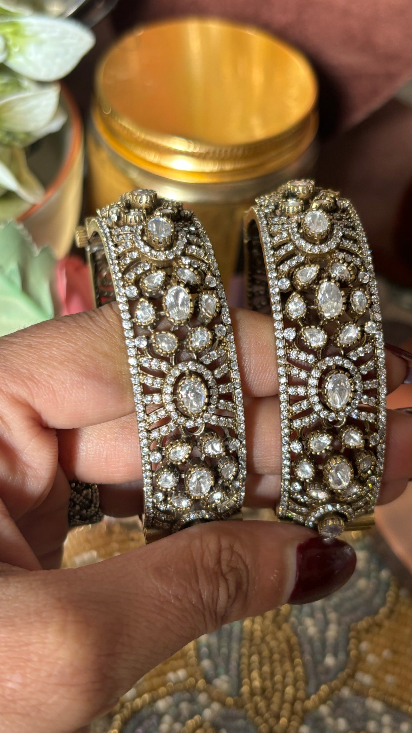 Moissanite polki victorian bangles