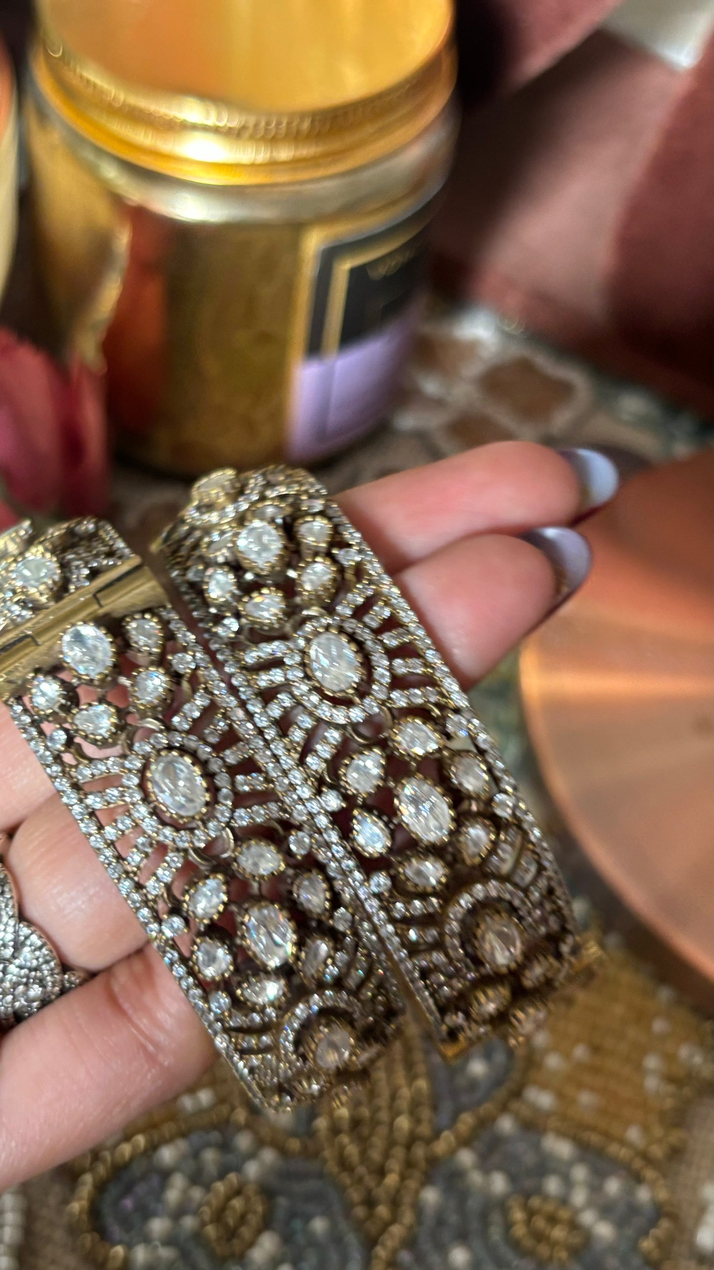 Moissanite polki victorian bangles