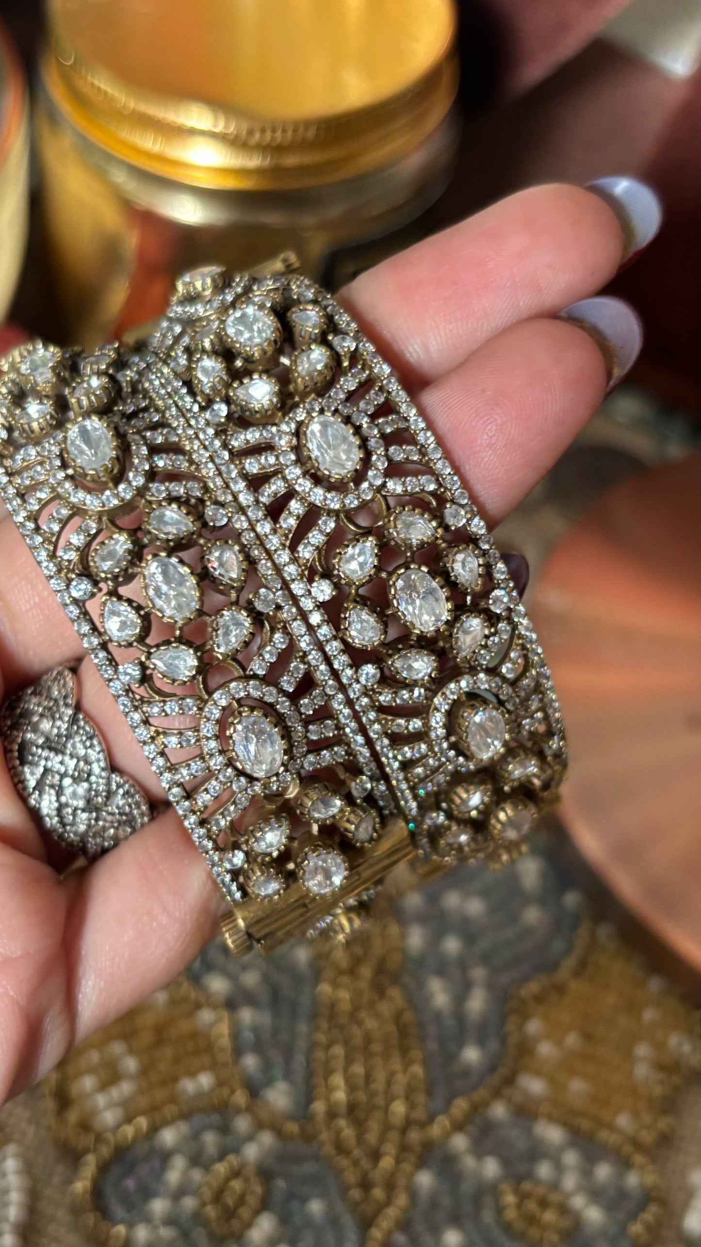 Moissanite polki victorian bangles