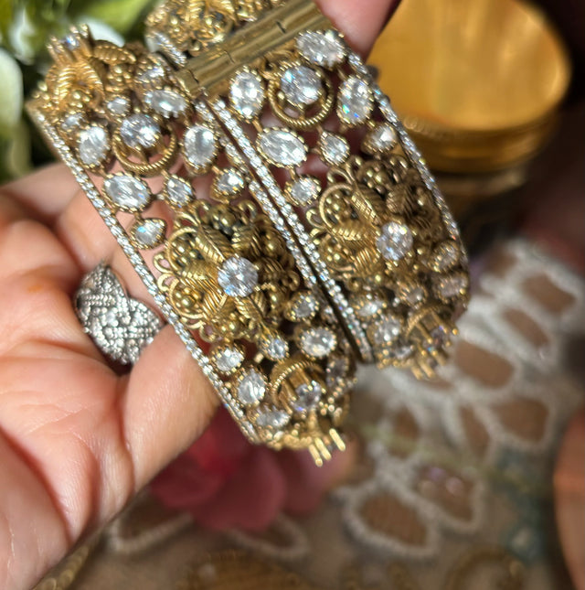 popped floral designer moissanite bangles