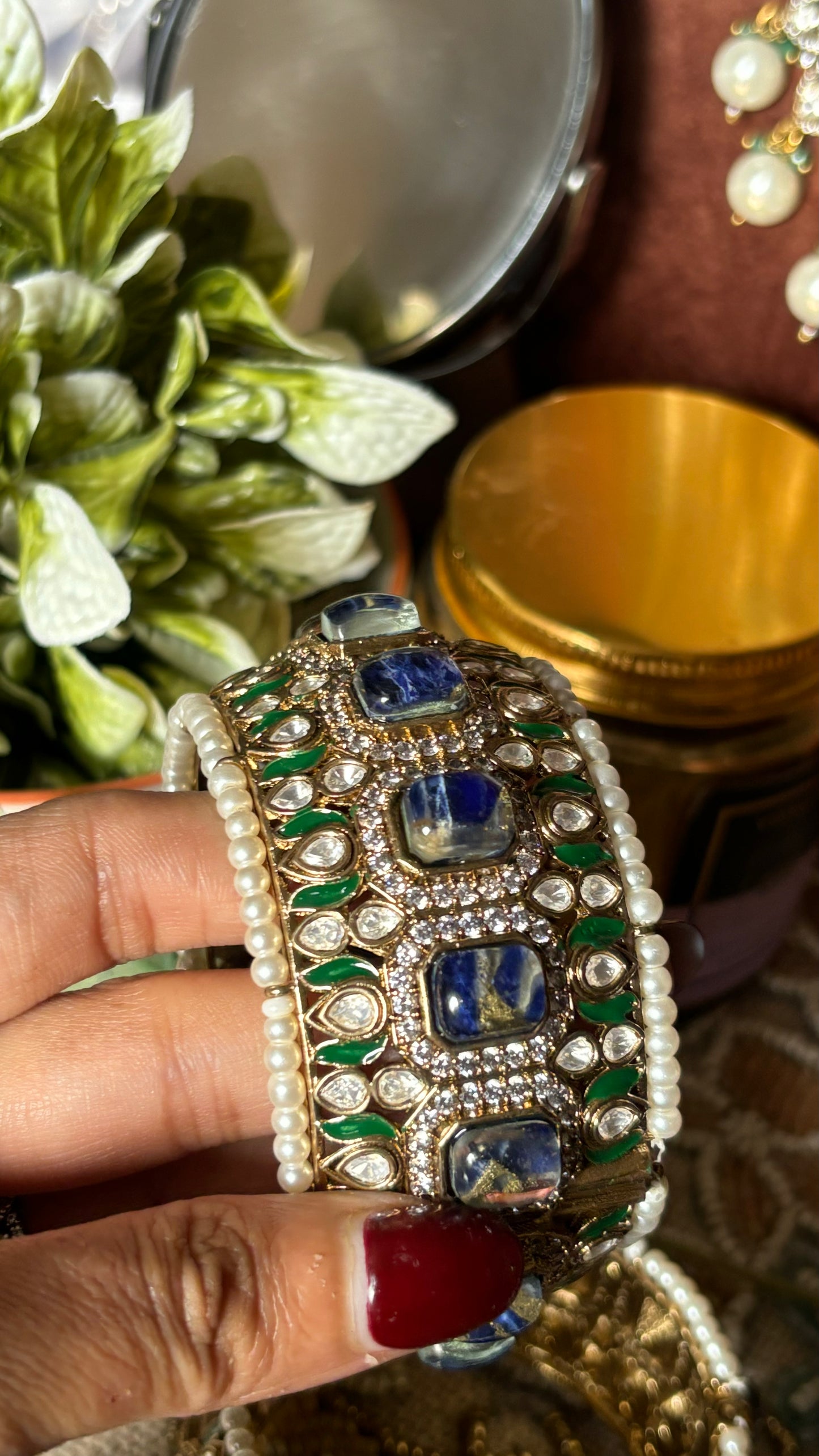 Sapphire & Emerald pearl designer bangles