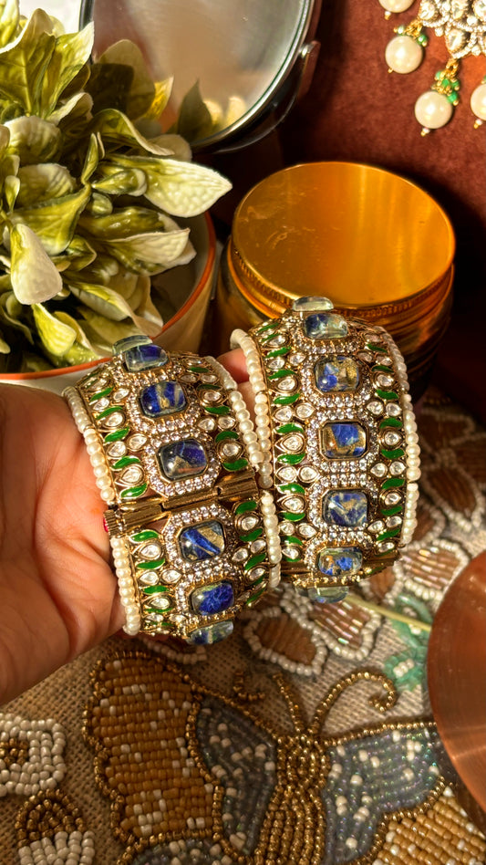 Sapphire & Emerald pearl designer bangles