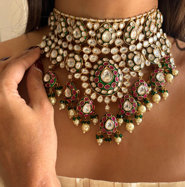 Bhumi meenakari polki Choker set