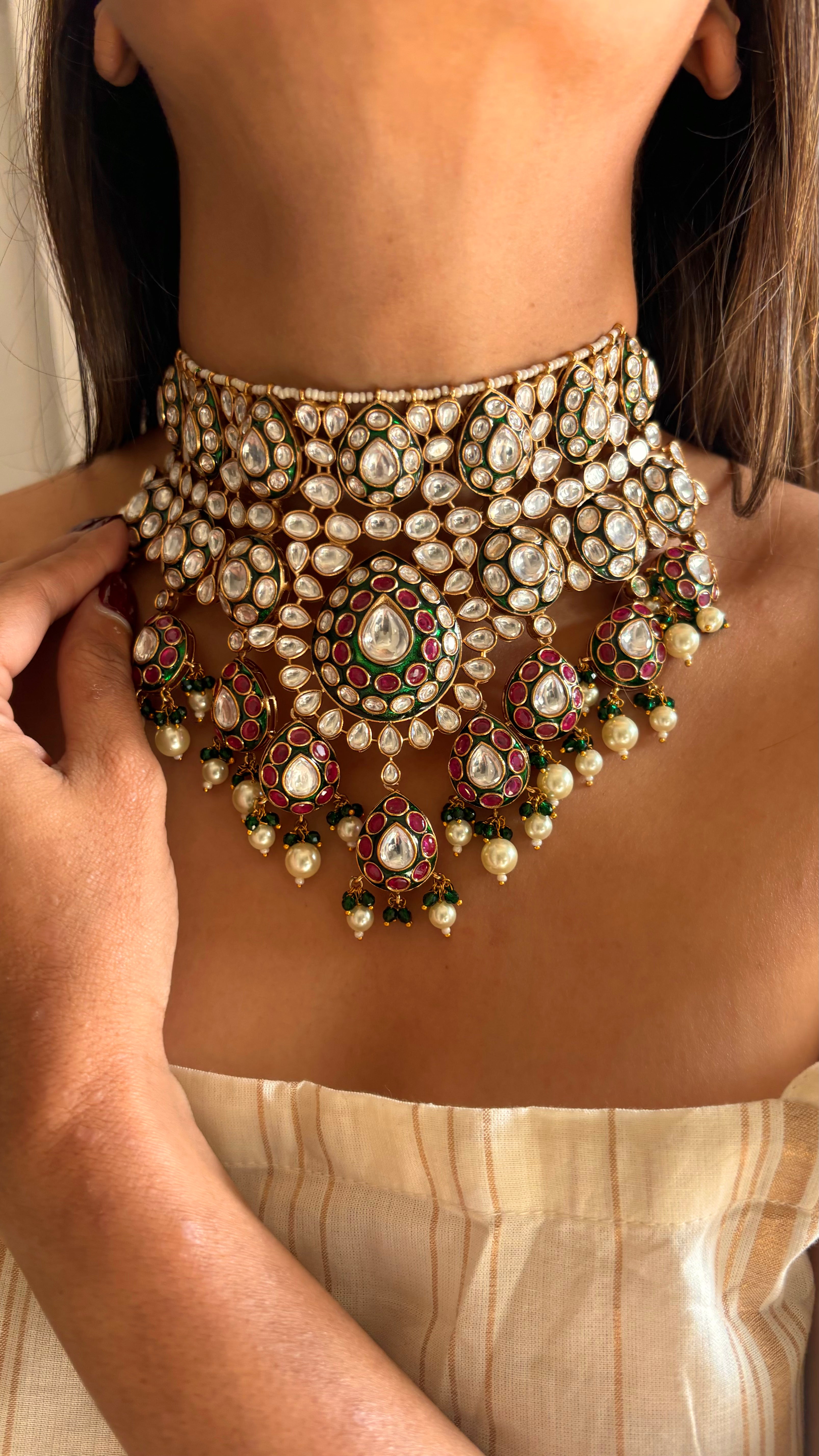 Bhumi meenakari polki Choker set