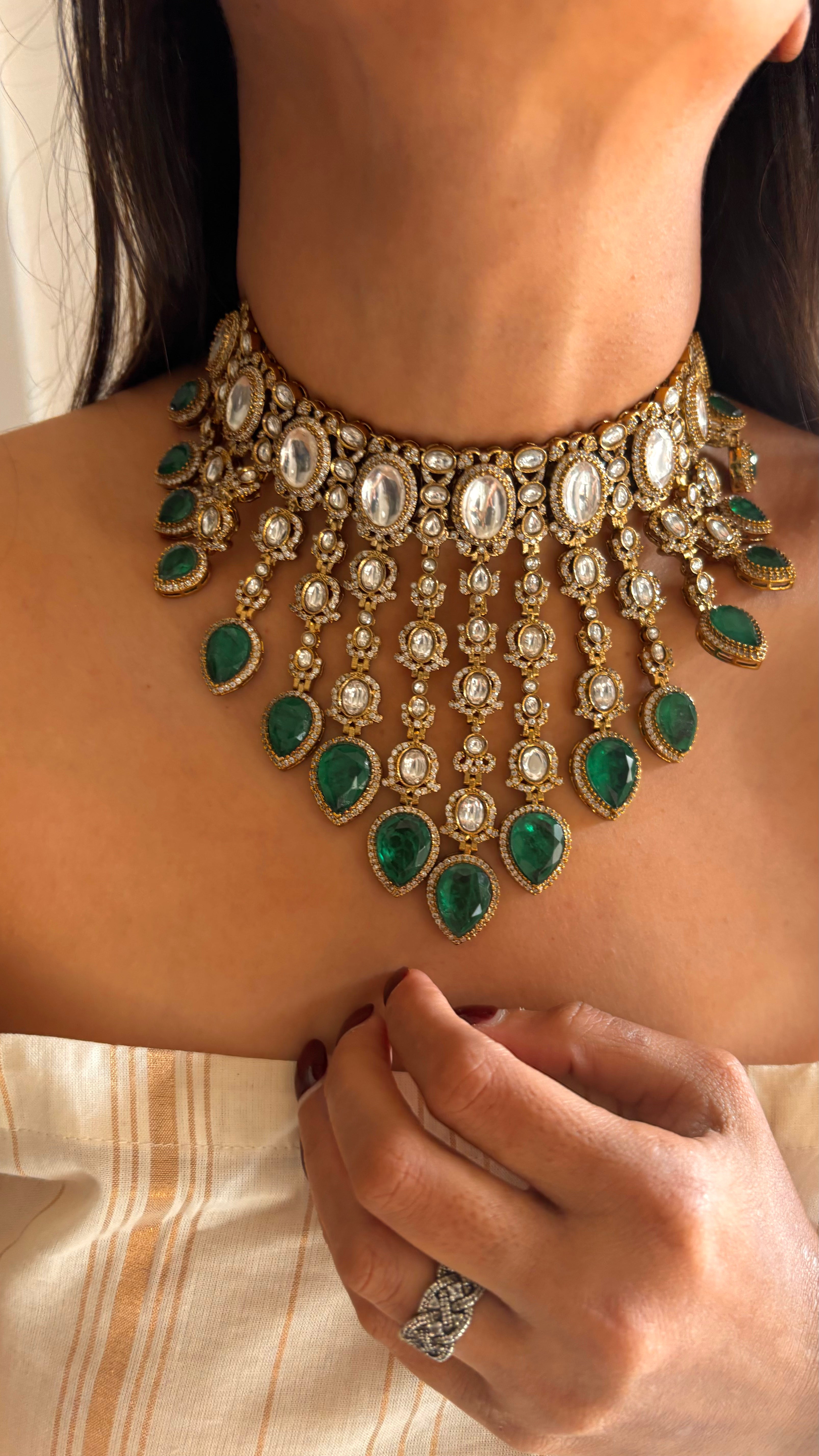 Madhura emerald bridal asia choker