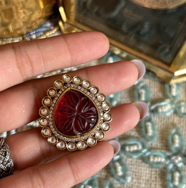 Ruby inlay victorian ring