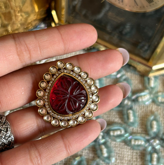 Ruby inlay victorian ring