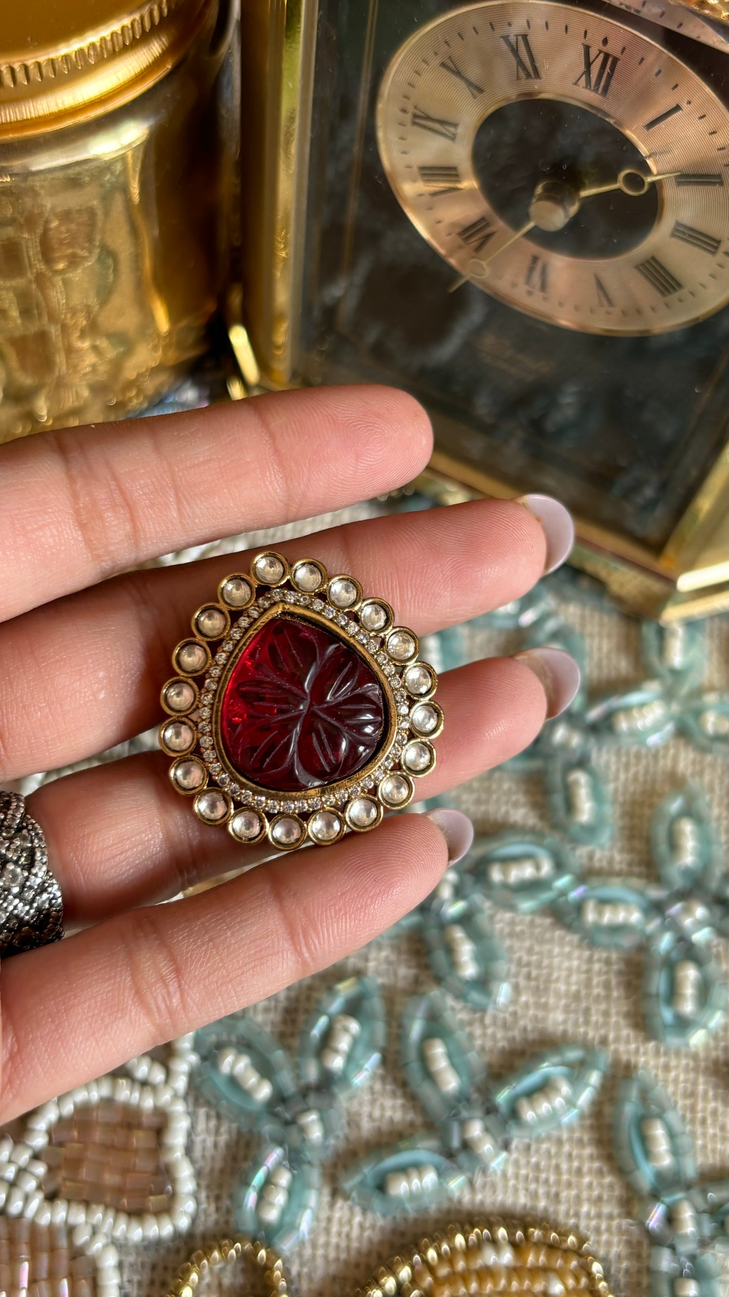 Ruby inlay victorian ring