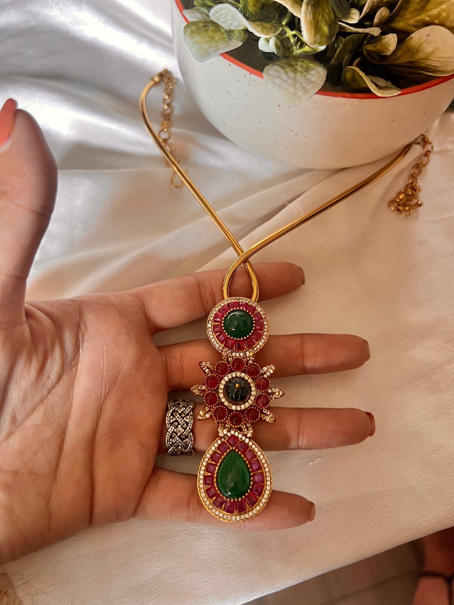 Sabyasachi inspired emerald & ruby necklace