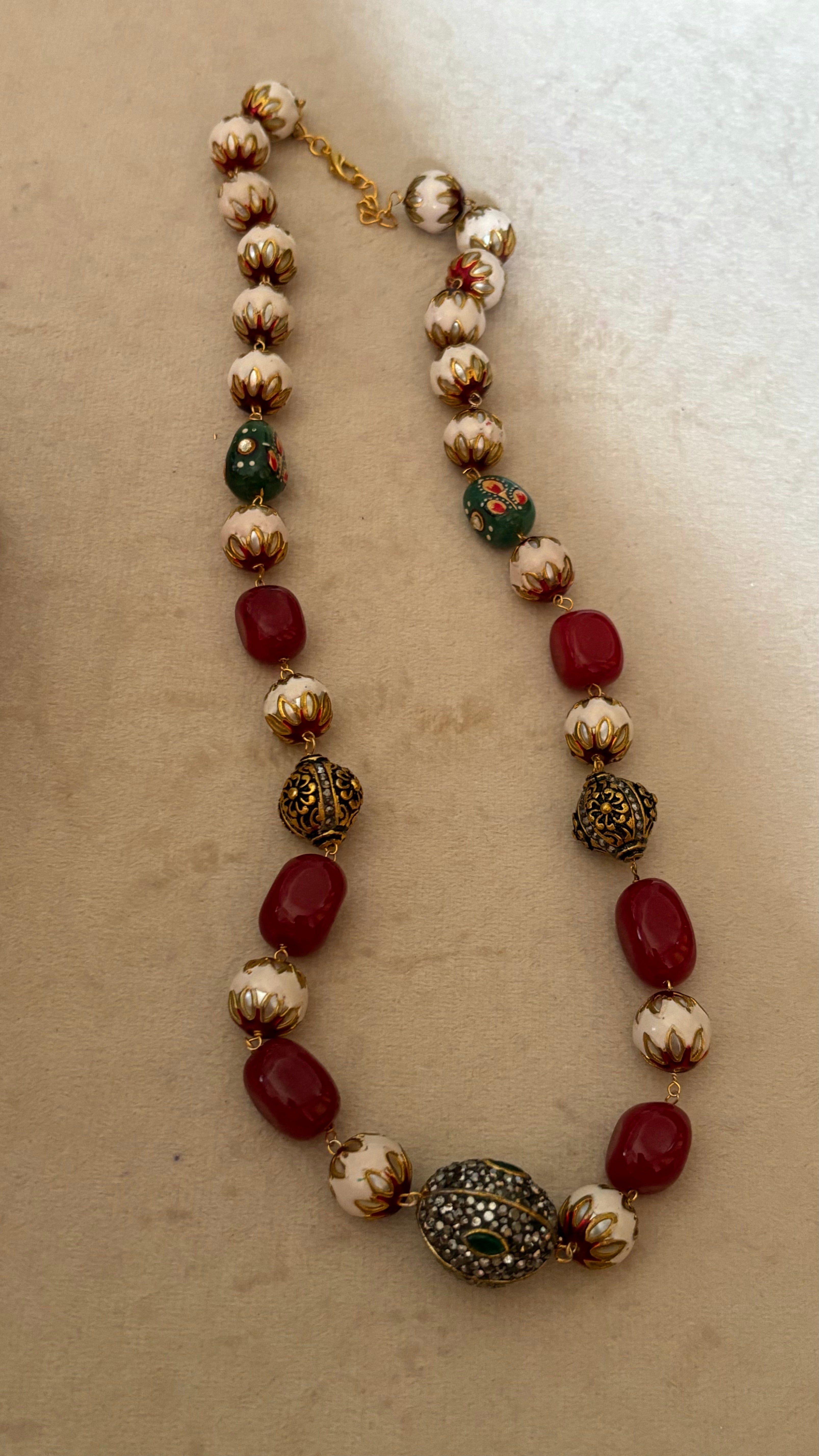 Ruby meenakari string with earrings