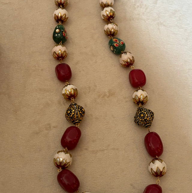 Ruby meenakari string with earrings