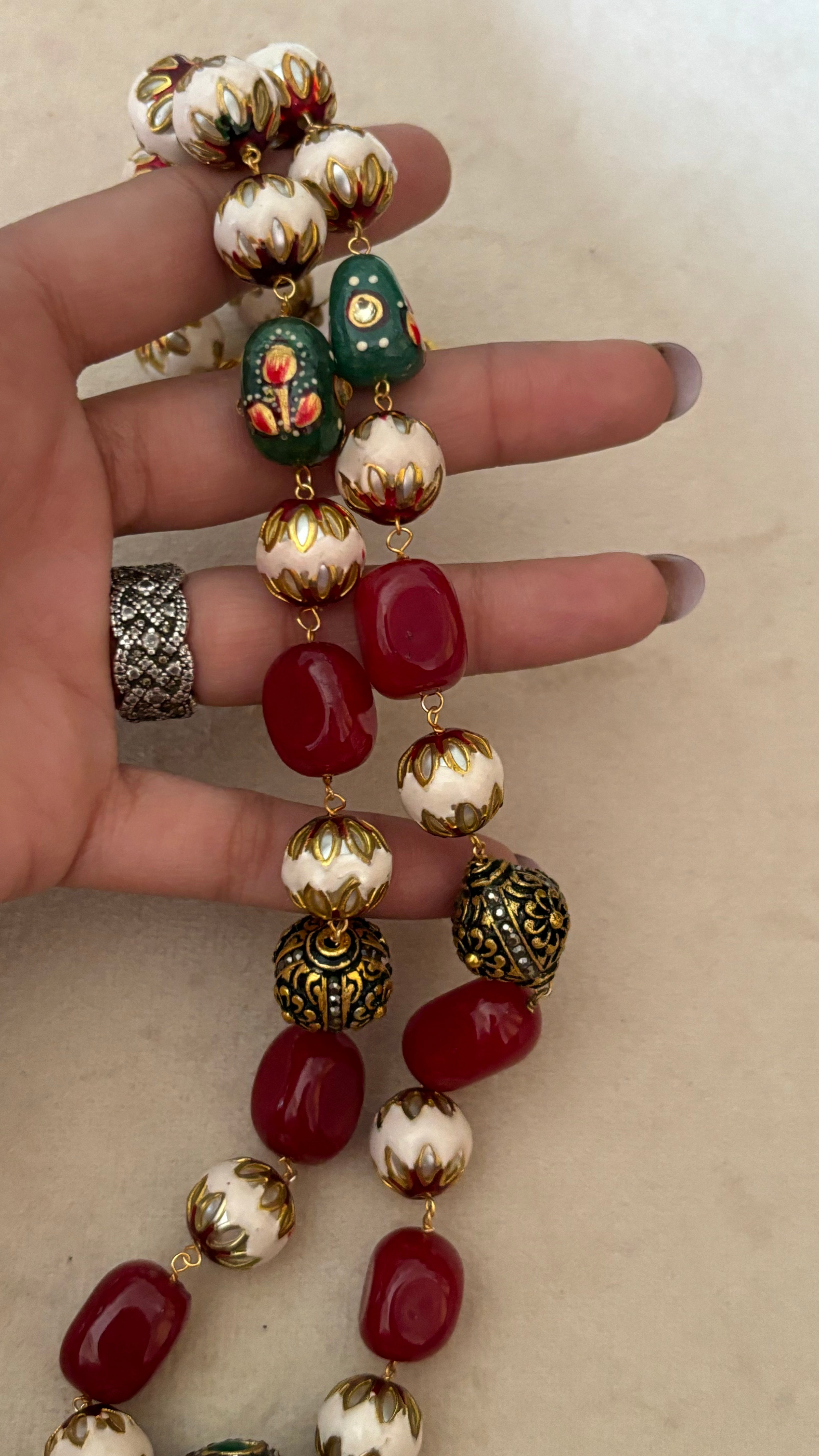 Ruby meenakari string with earrings