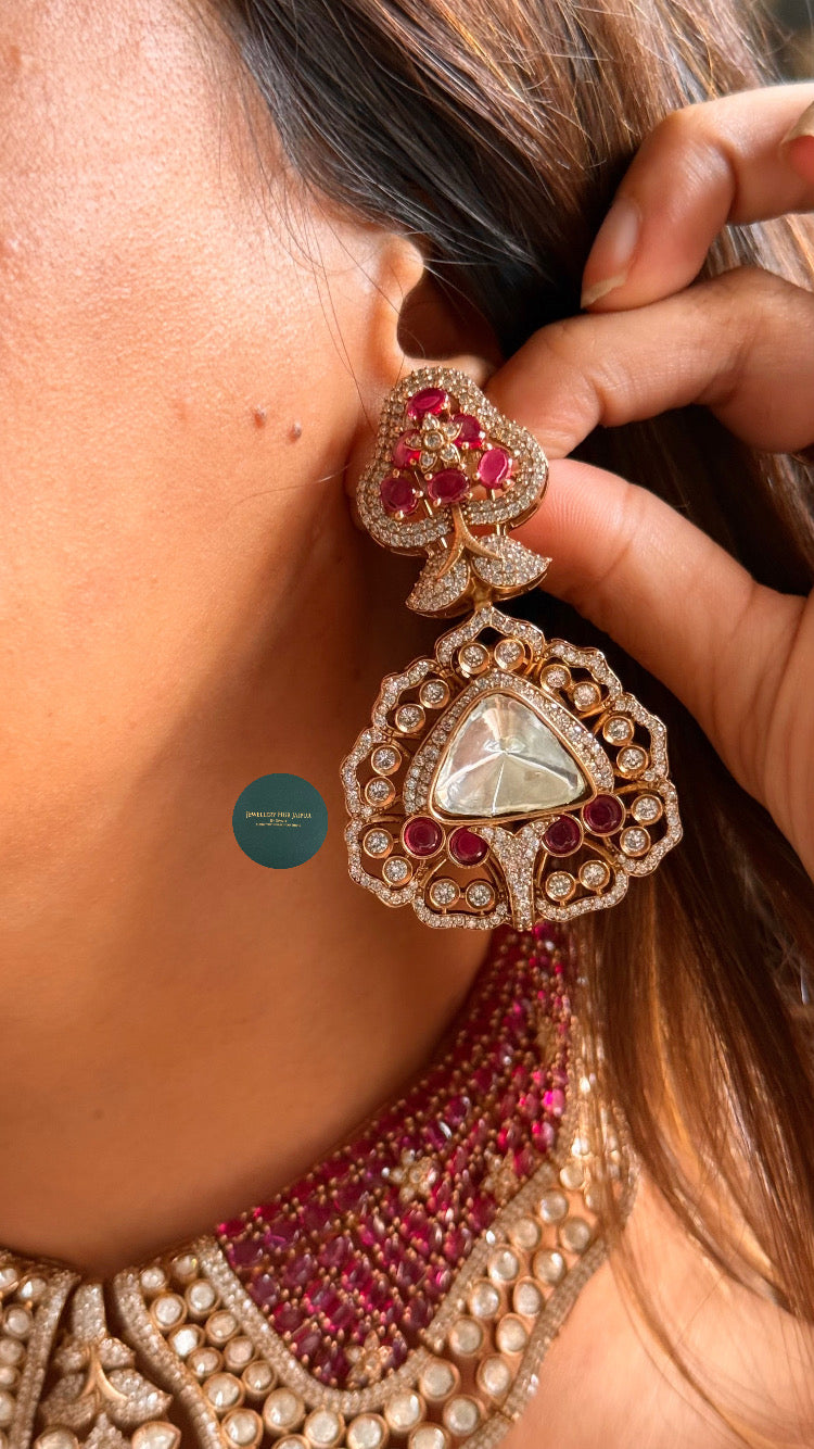 Raniwala inspired ruby moissanite choker set