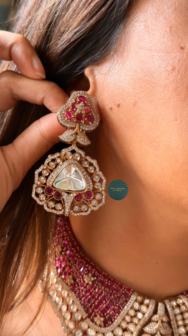 Raniwala inspired ruby moissanite choker set