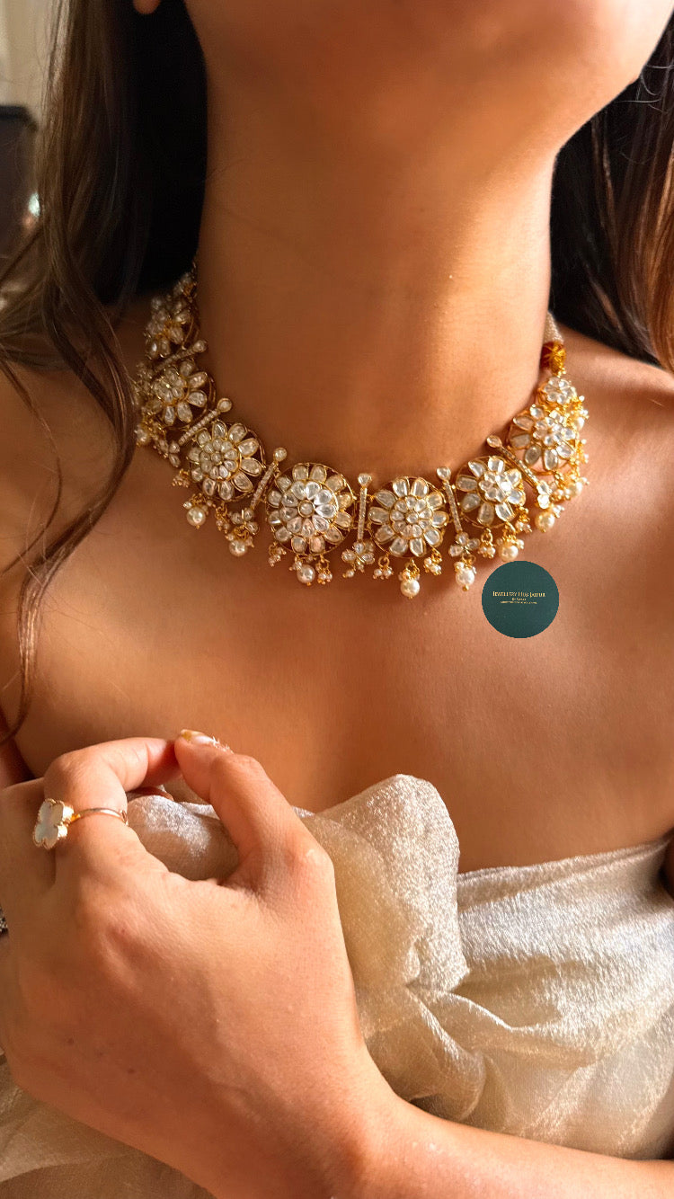 Real moissanite pearl detailing floral set