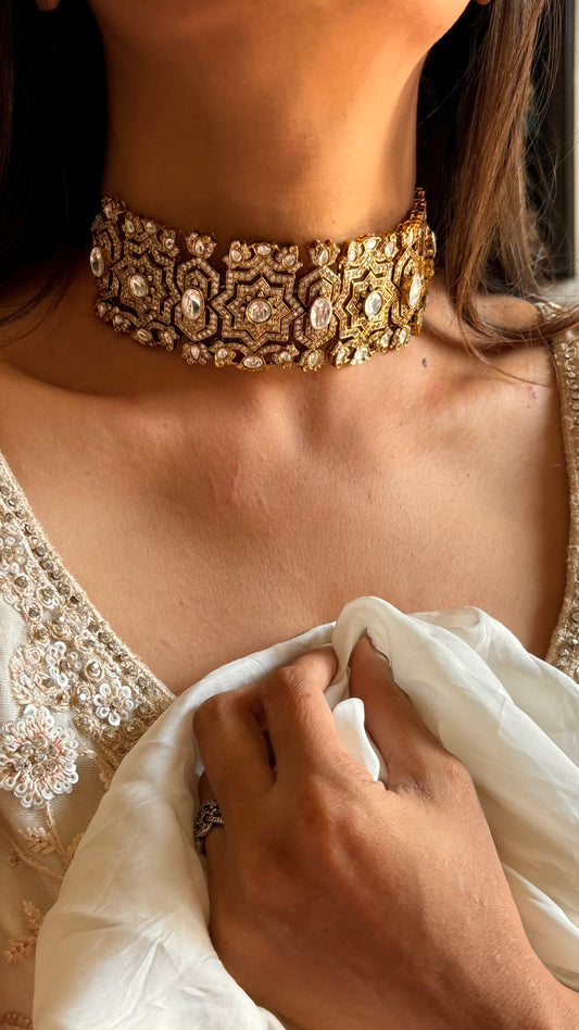 Moissanite polki choker