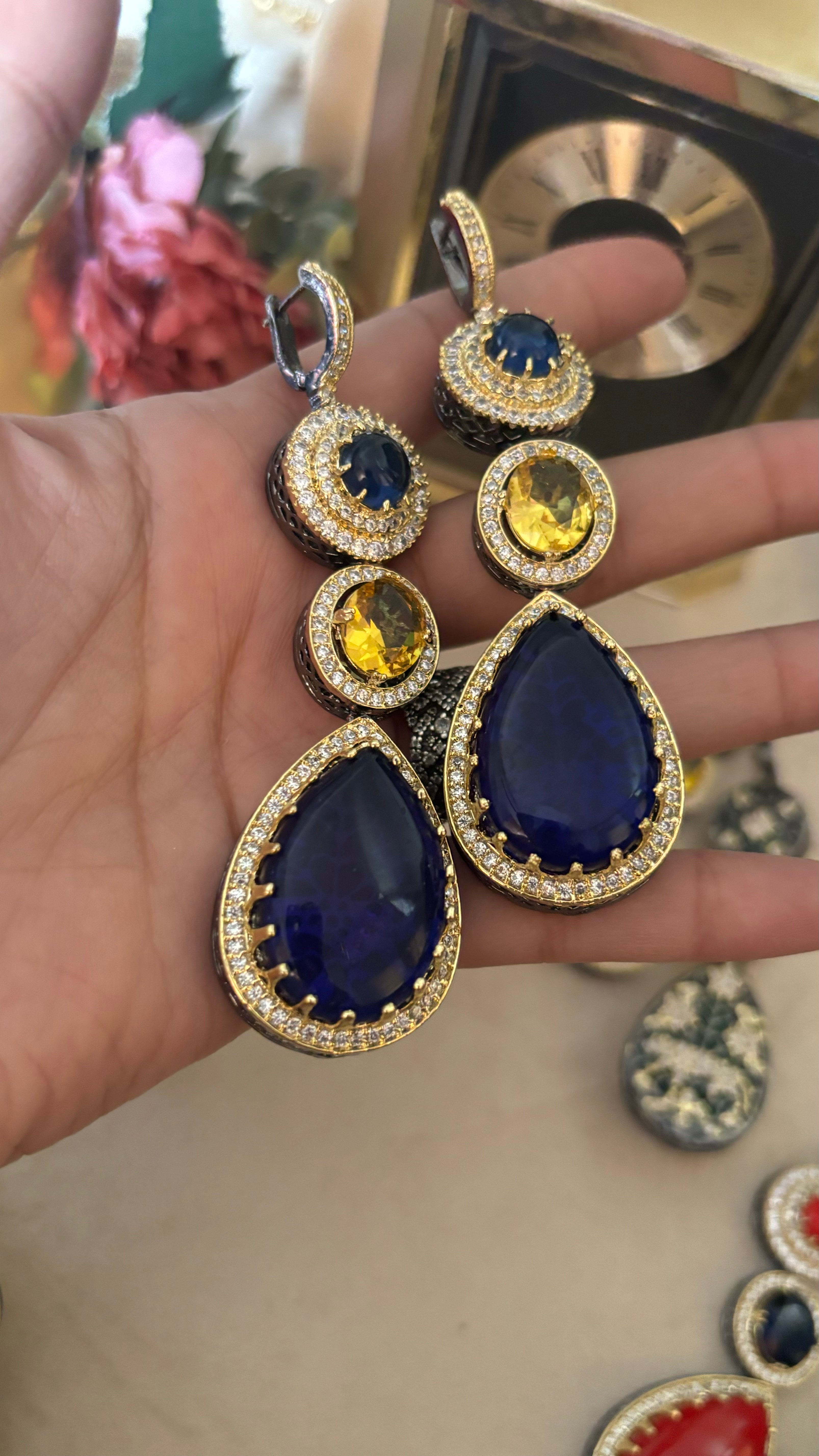 Sabyasachi Sapphire topaz danglers