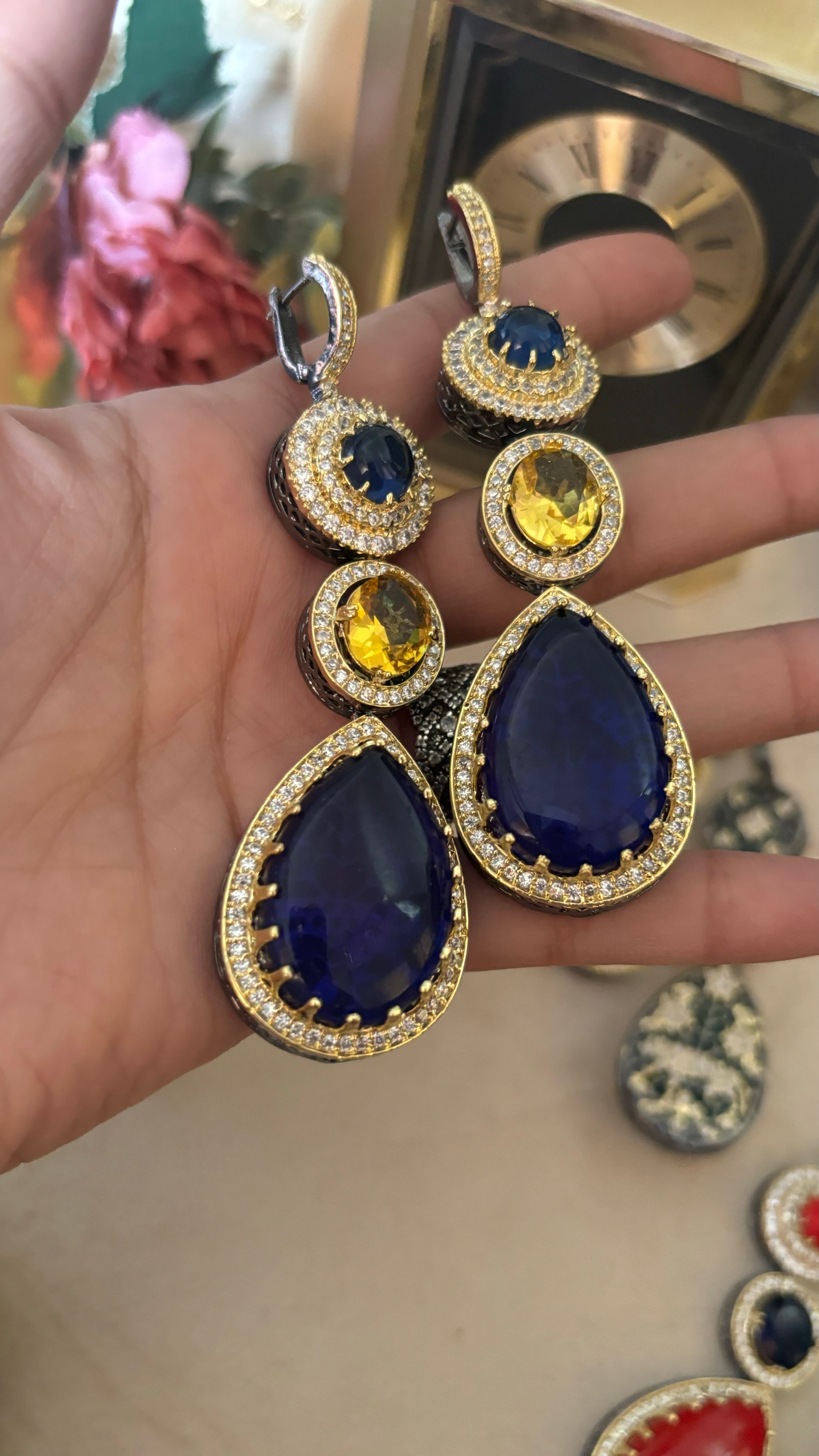 Sabyasachi Sapphire topaz danglers