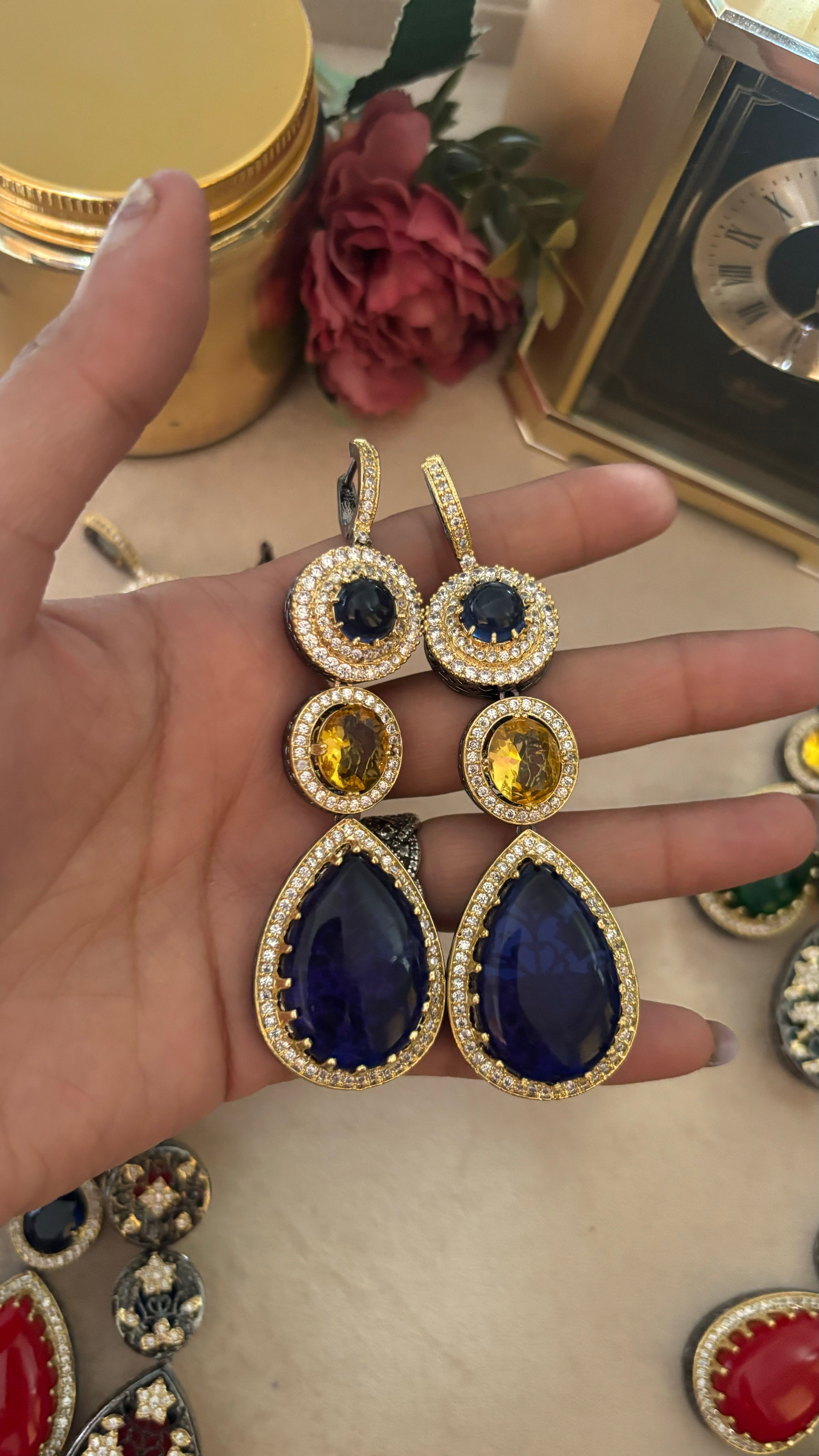 Sabyasachi Sapphire topaz danglers