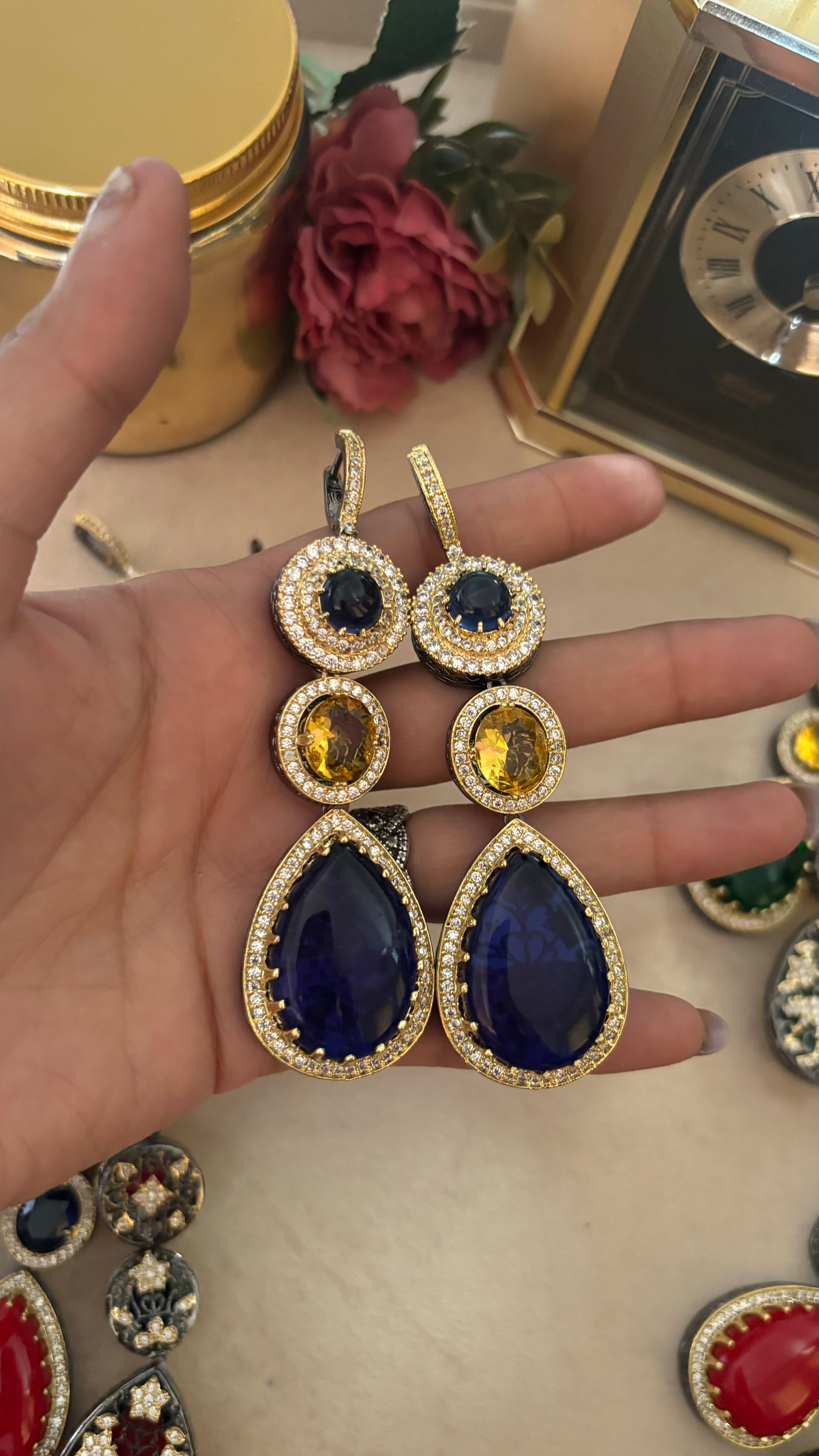 Sabyasachi Sapphire topaz danglers