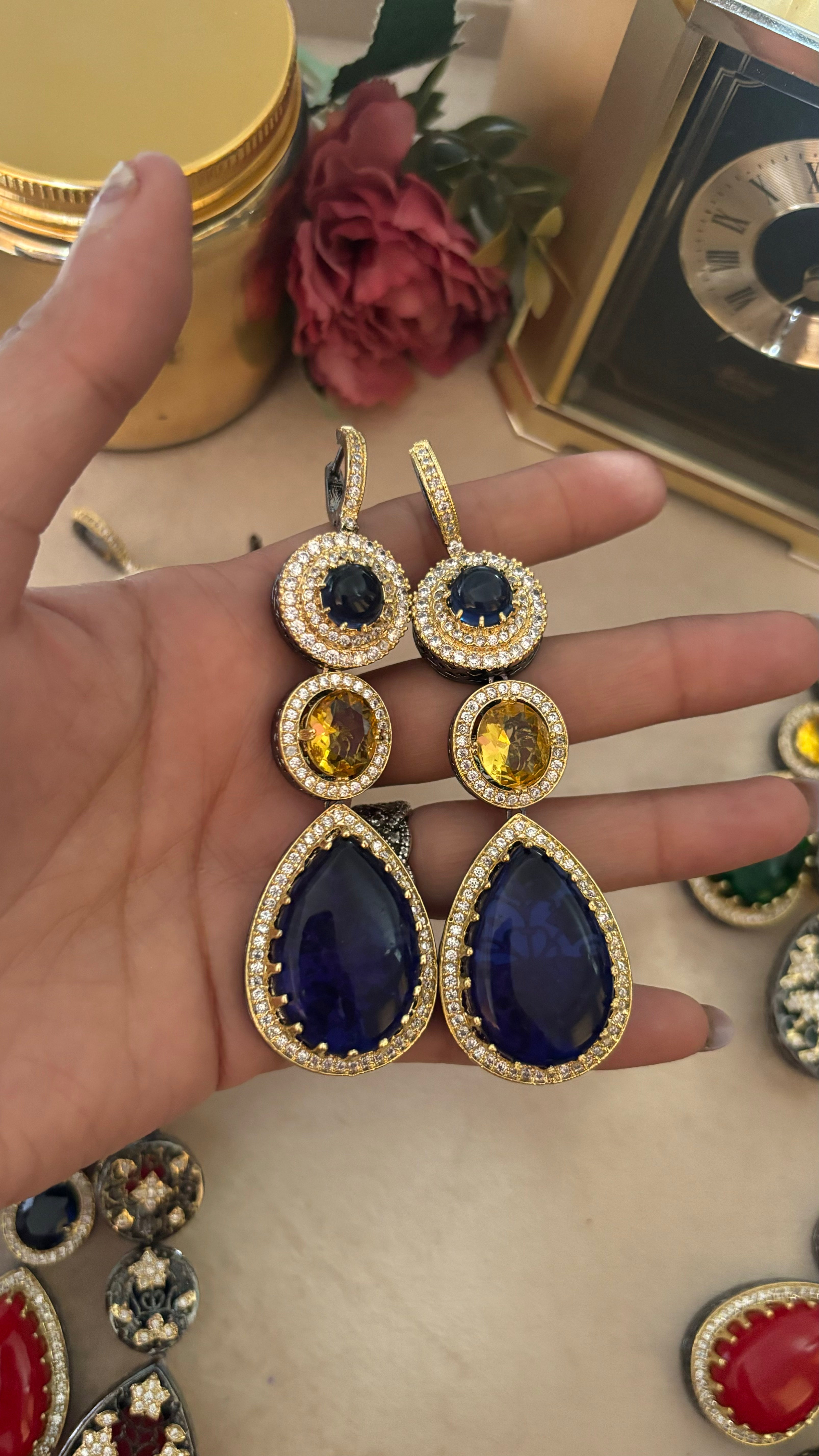 Sabyasachi Sapphire topaz danglers