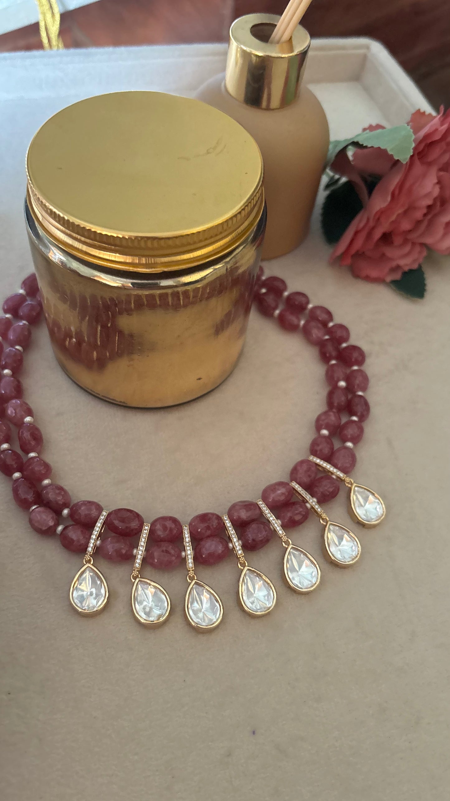 Ruby necklace with earrings